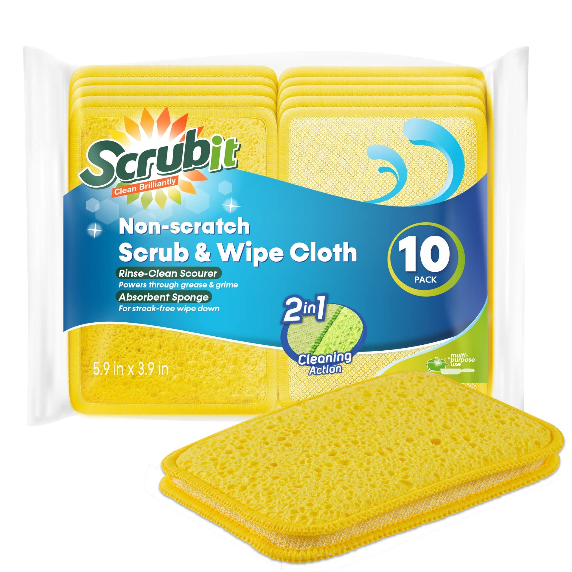 Scrub and Wipe Cleaning Pads [10 Pack] (10 Count)