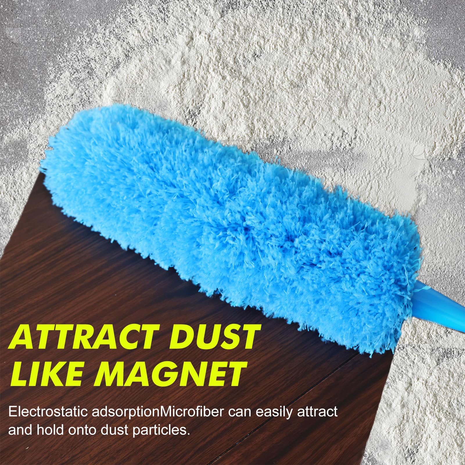 Rainbow Static Duster 24inch Reusable Microfiber Electrostatic Dusters with 2 Beandable and Washable Duster Head for Cleaning Home
