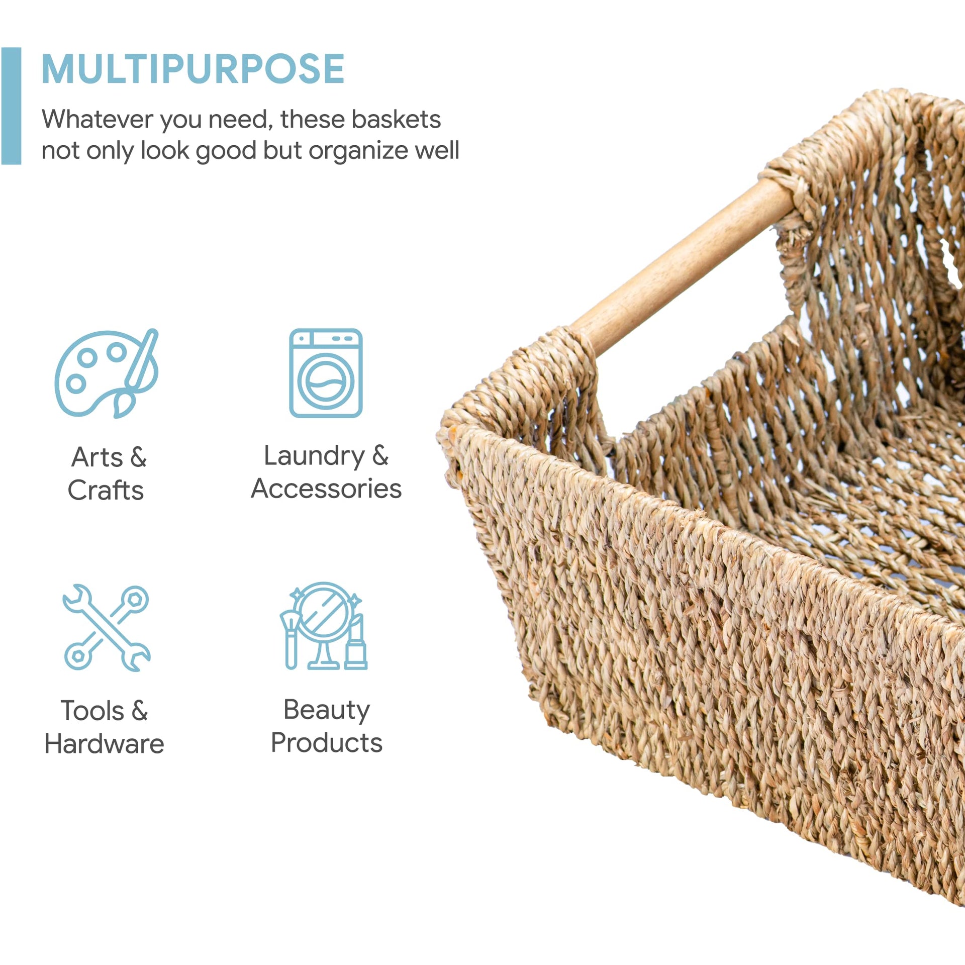Natural Seagrass Storage Basket with Handle