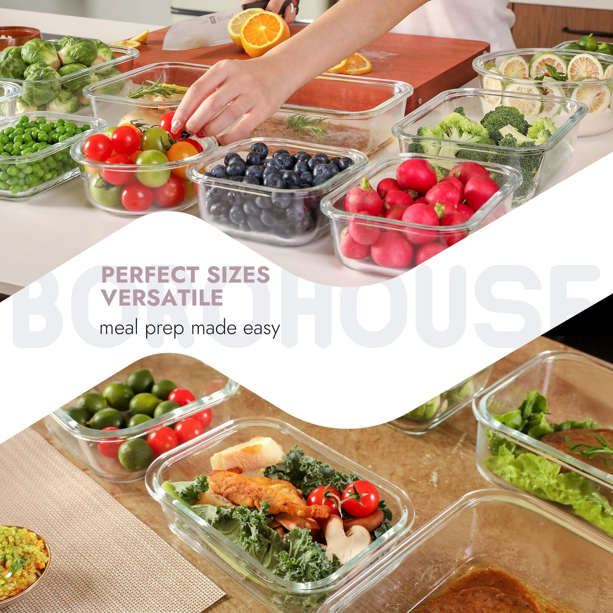 10 Pack Glass Food Storage Containers with Tempered Glass Lids (10 Count)