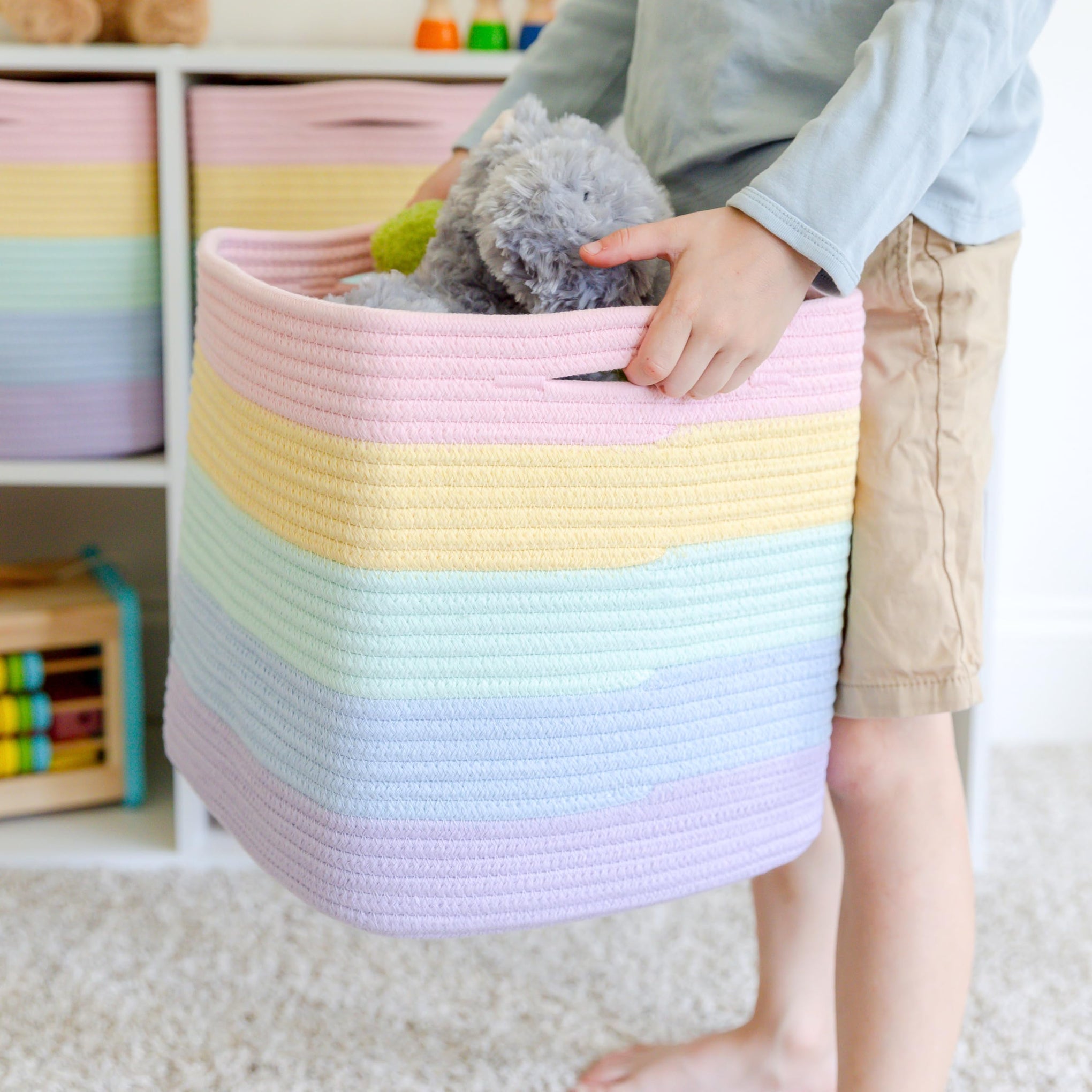 Storage Cubes 11 Inch Cotton Rope Woven Baskets for Organizing (3 Count)