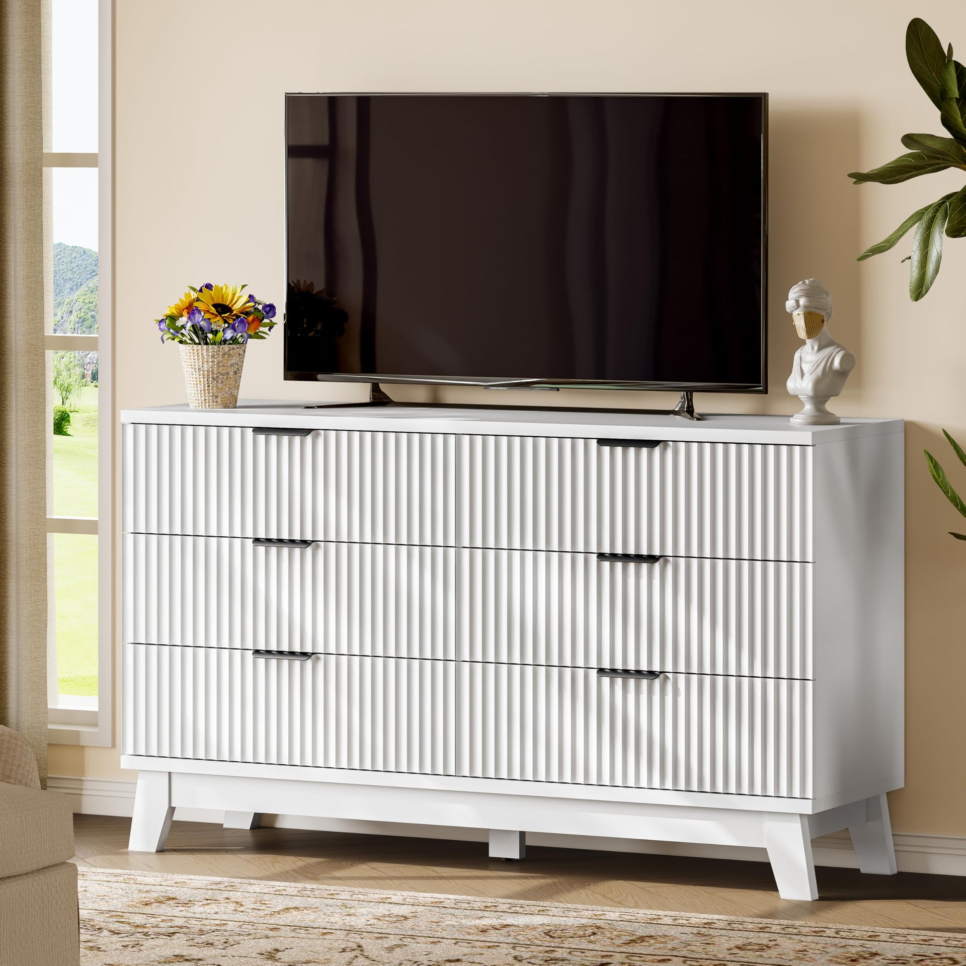 Fluted Dresser with 6 Drawers