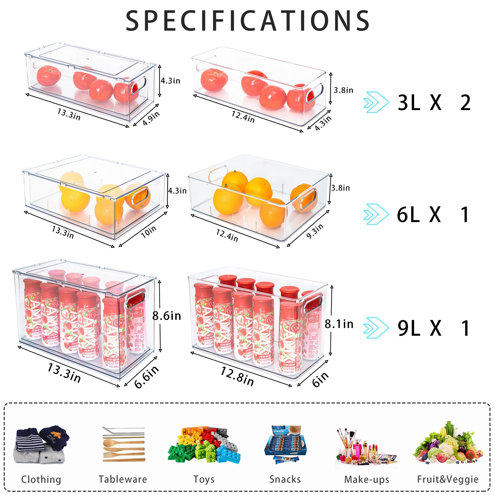 4 pack Stackable Fridge Drawers Pull