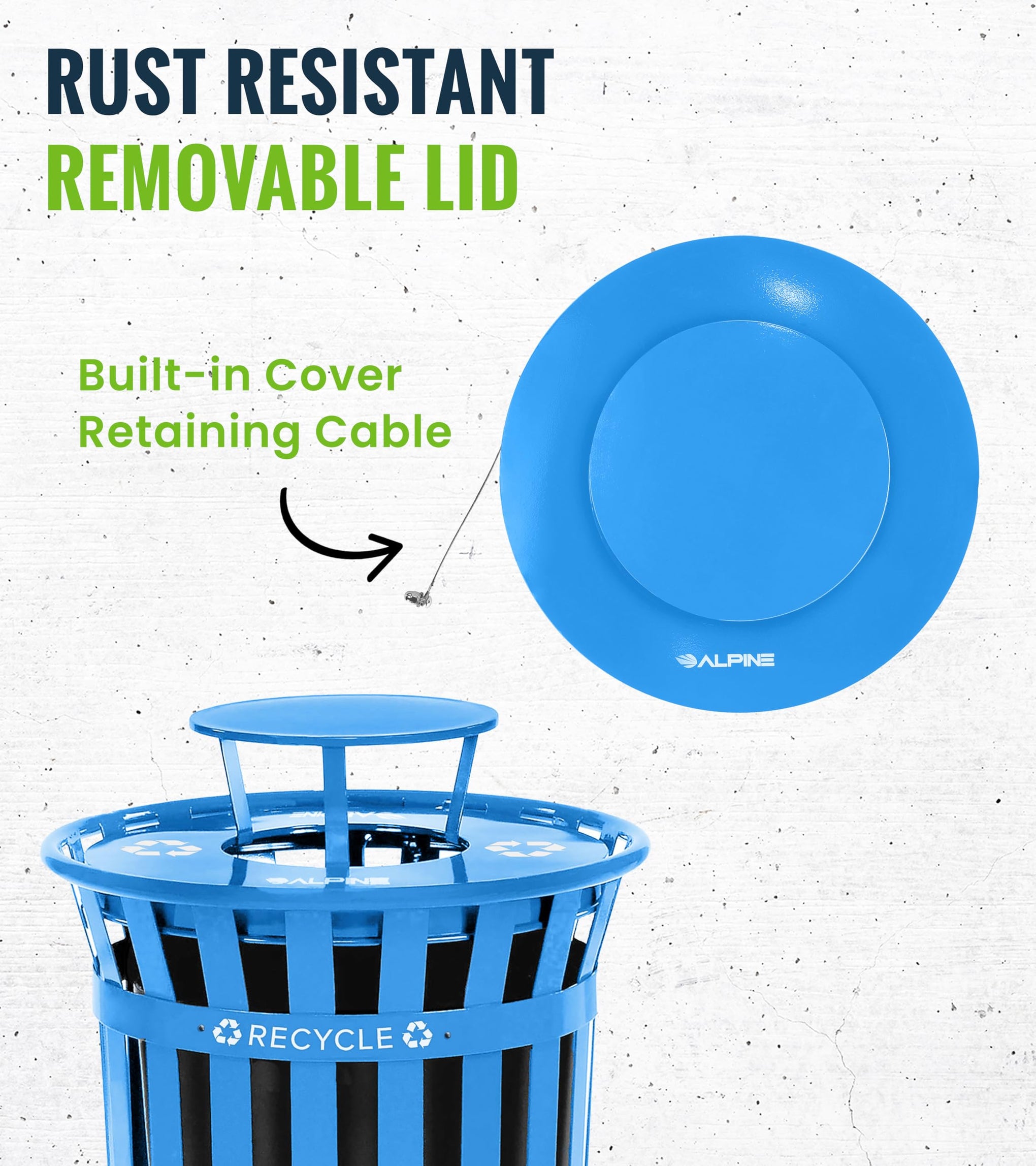 Outdoor Metal Waste Receptacle Rain Bonnet Lid
