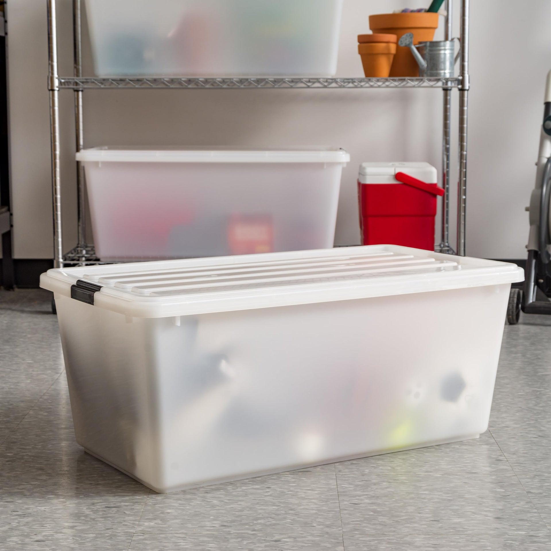 4 Pack 91 Qt Stackable Storage Bins with Lids (4 Count)