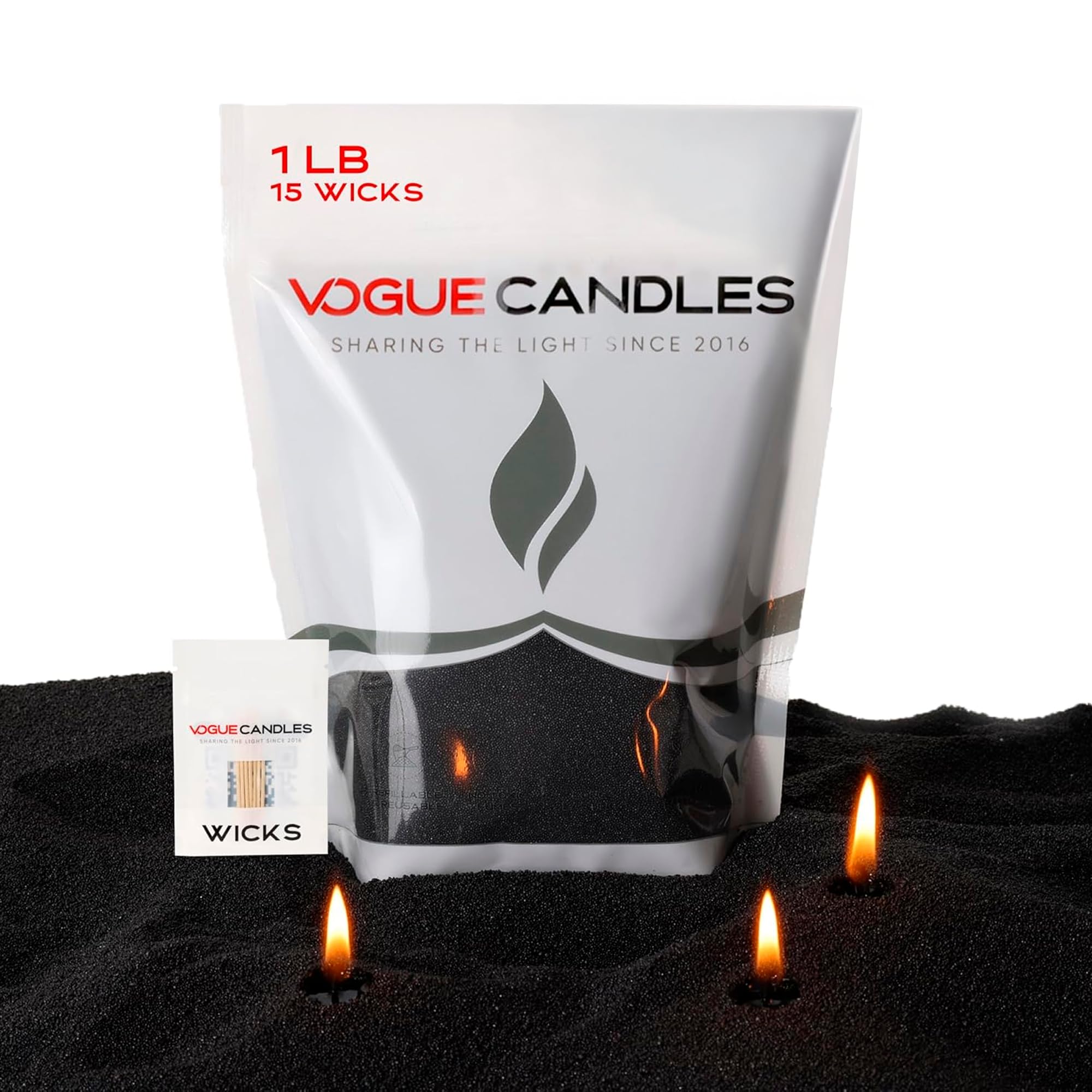 Vogue Candles Black Pearled Candle Sand Wax (16 Ounce)