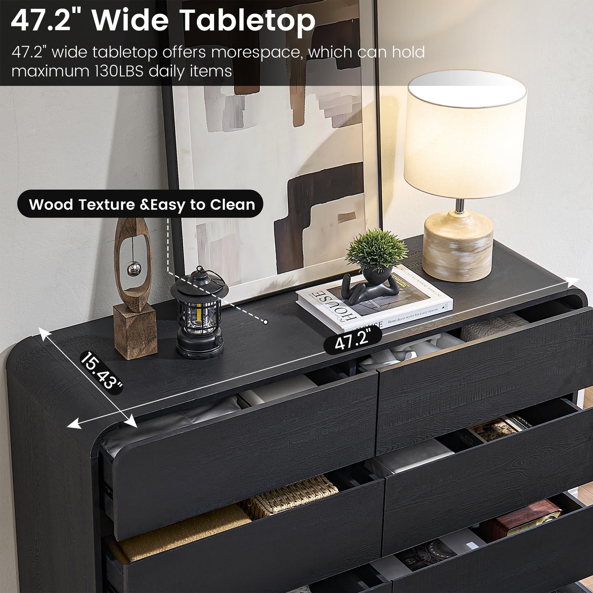 Black Dresser with 8 Drawers