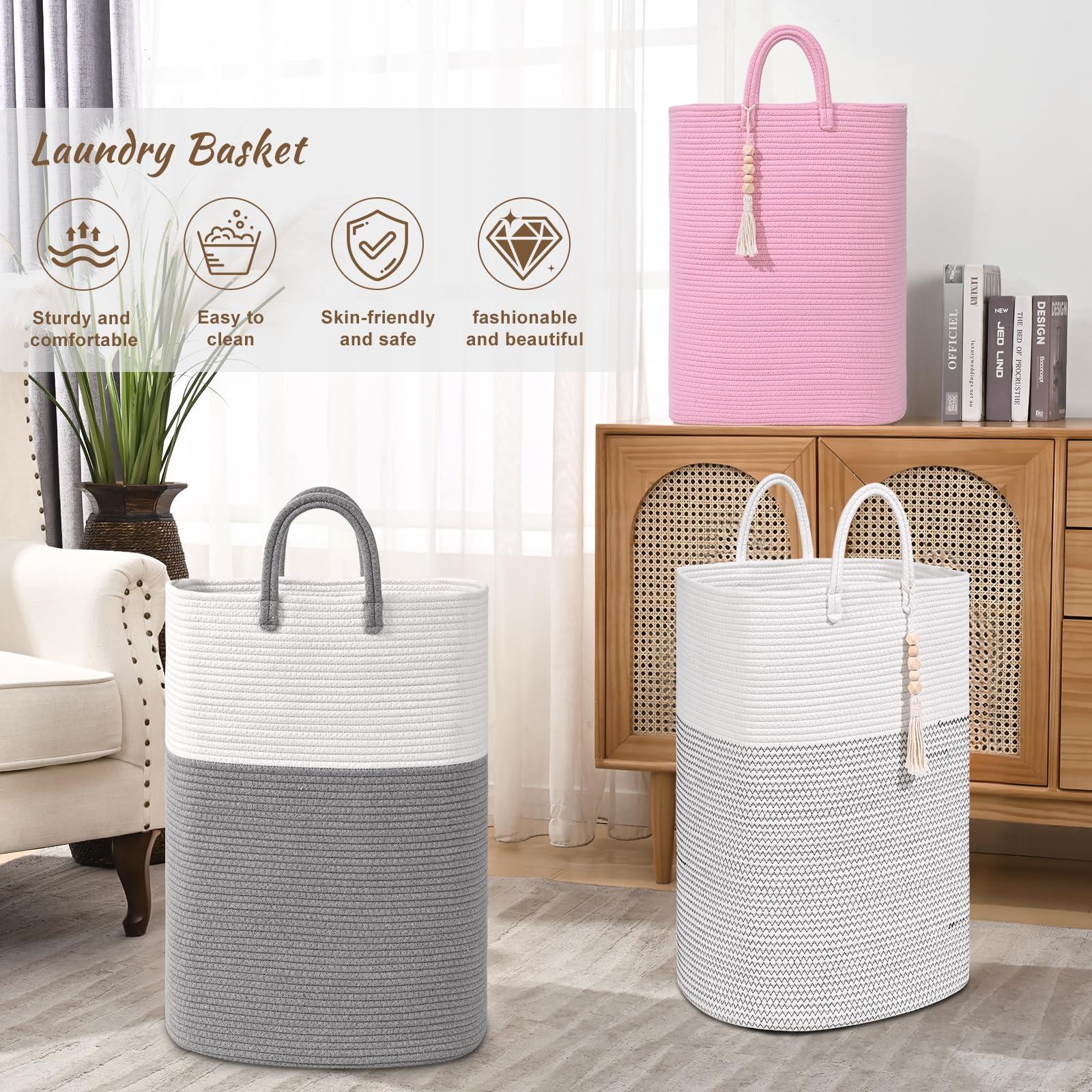 Woven Laundry Basket for Clothes (81.12 Ounce)