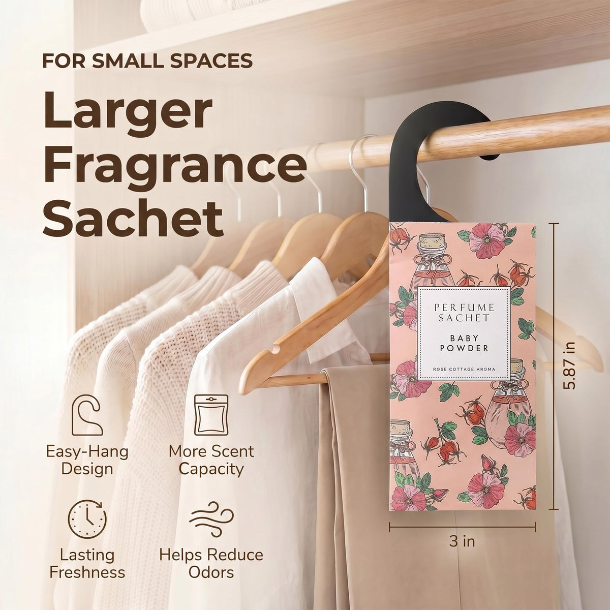 Large 12 Packs Baby Powder Hanging Scented Sachets Long (12 Count)