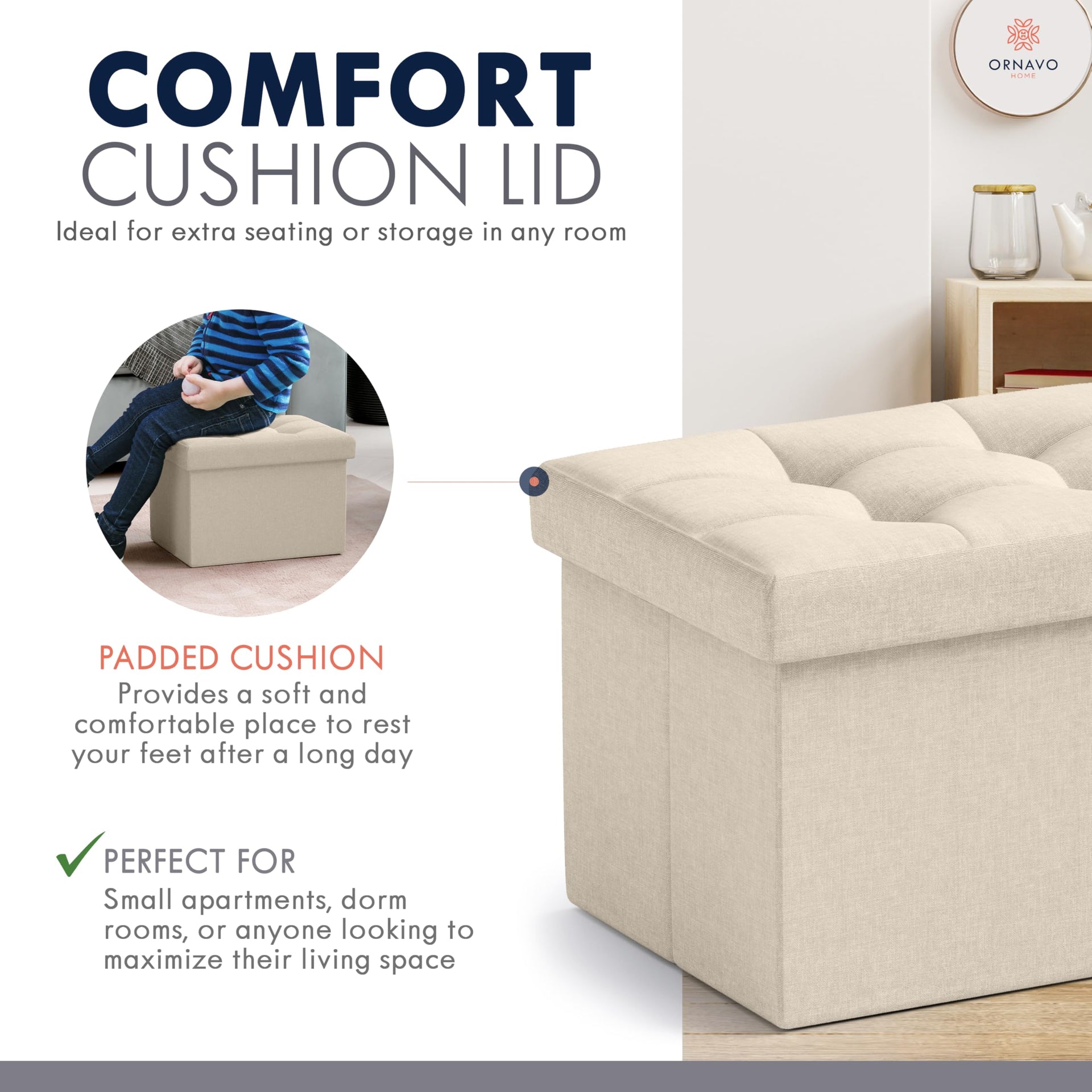 Small Rectangle Storage Ottoman