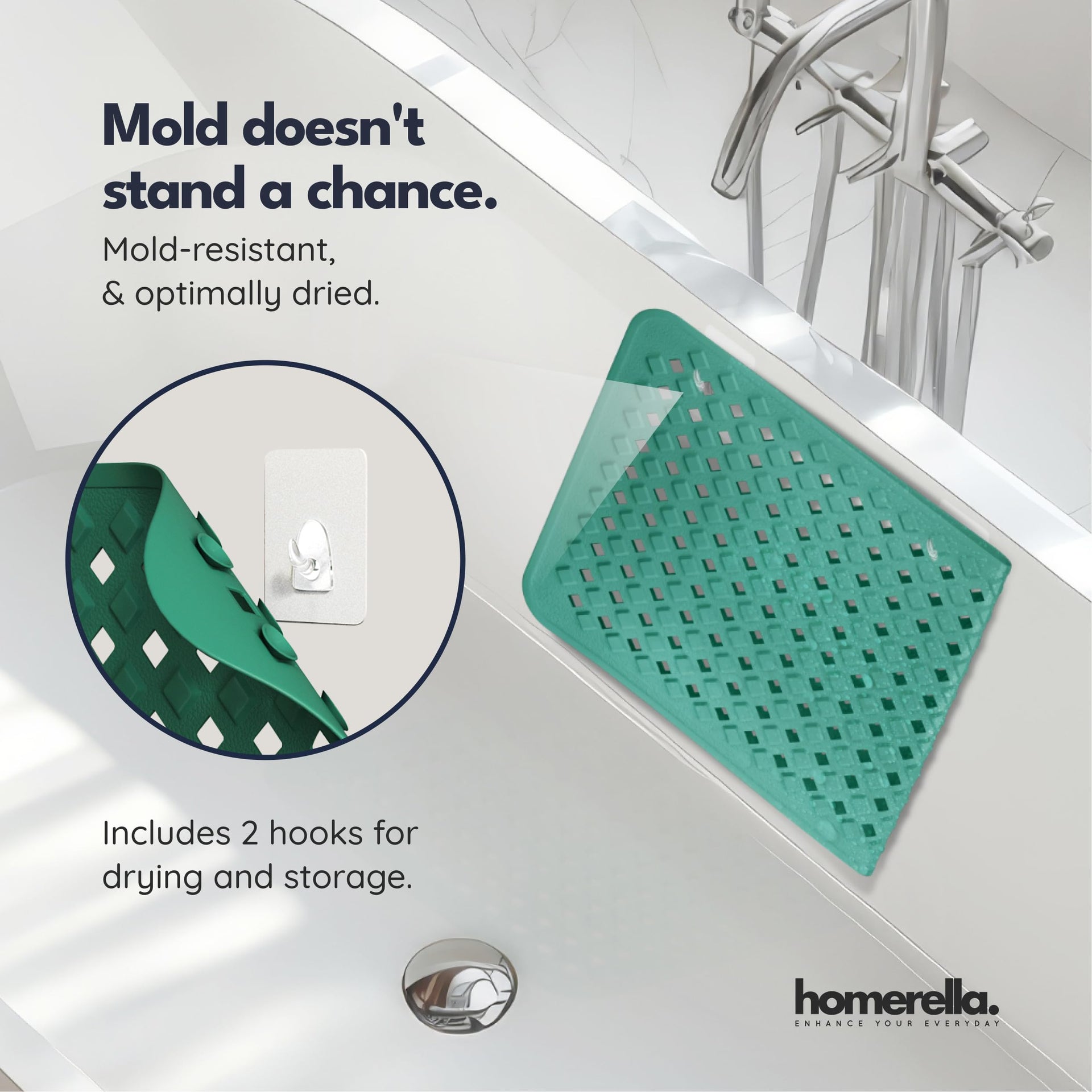 Bathtub Mat Non Slip 35x16 Shower Mat Non Slip Anti Mold BPA Free