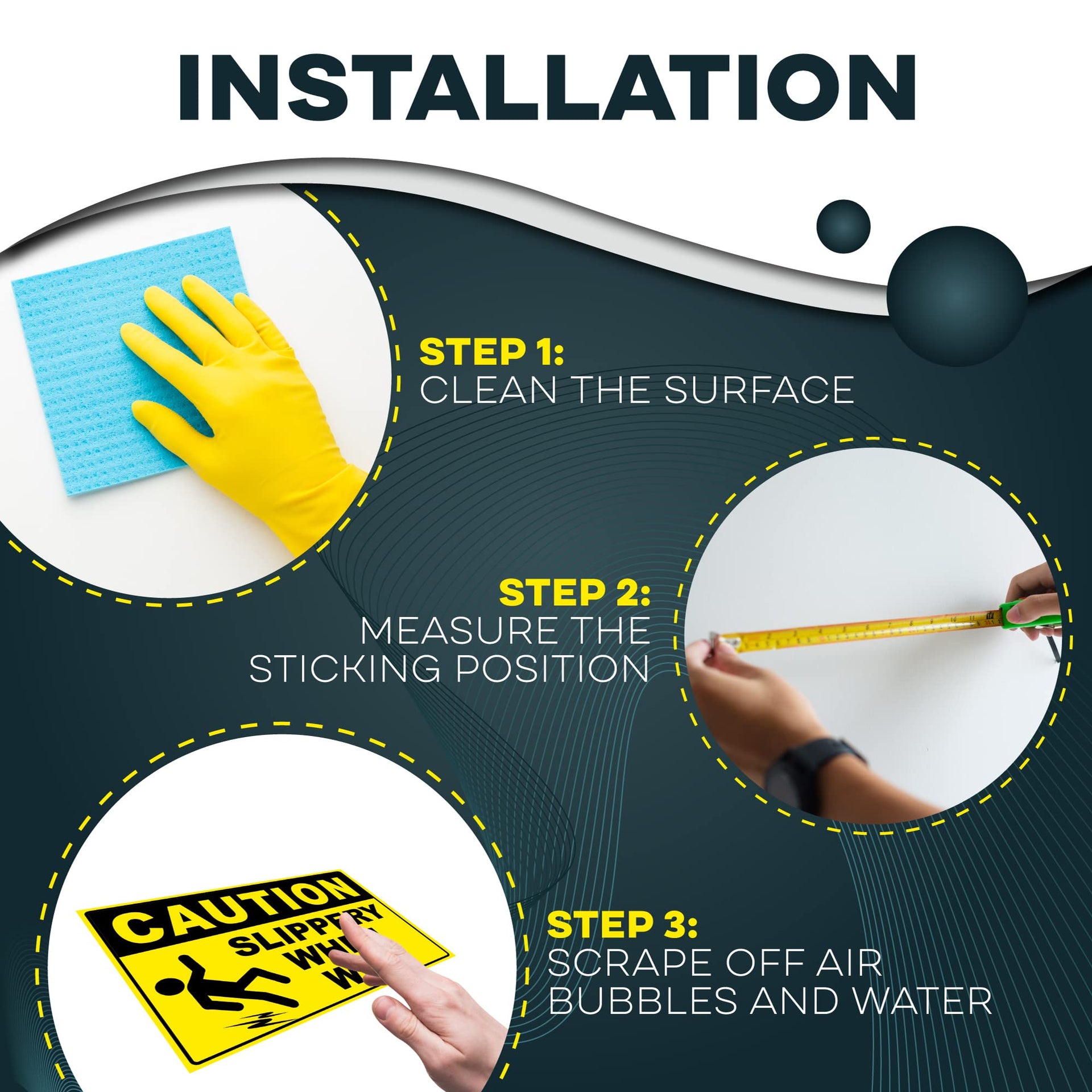 Caution Slippery When Wet Stickers (3 Count)