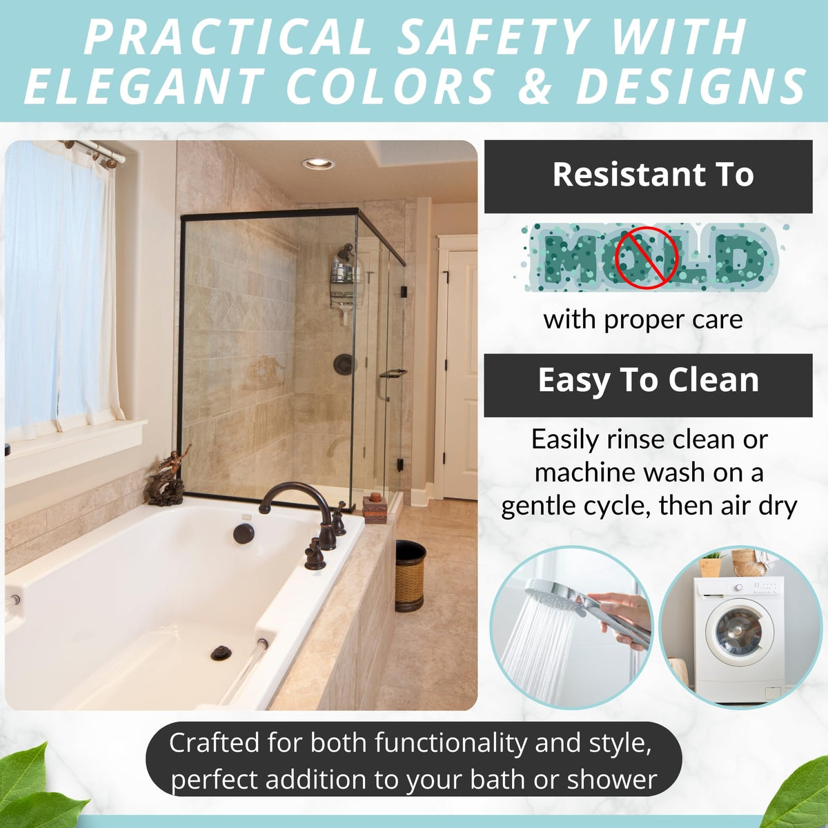 Non Slip Bath & Shower Mat 40x16 Extra Long