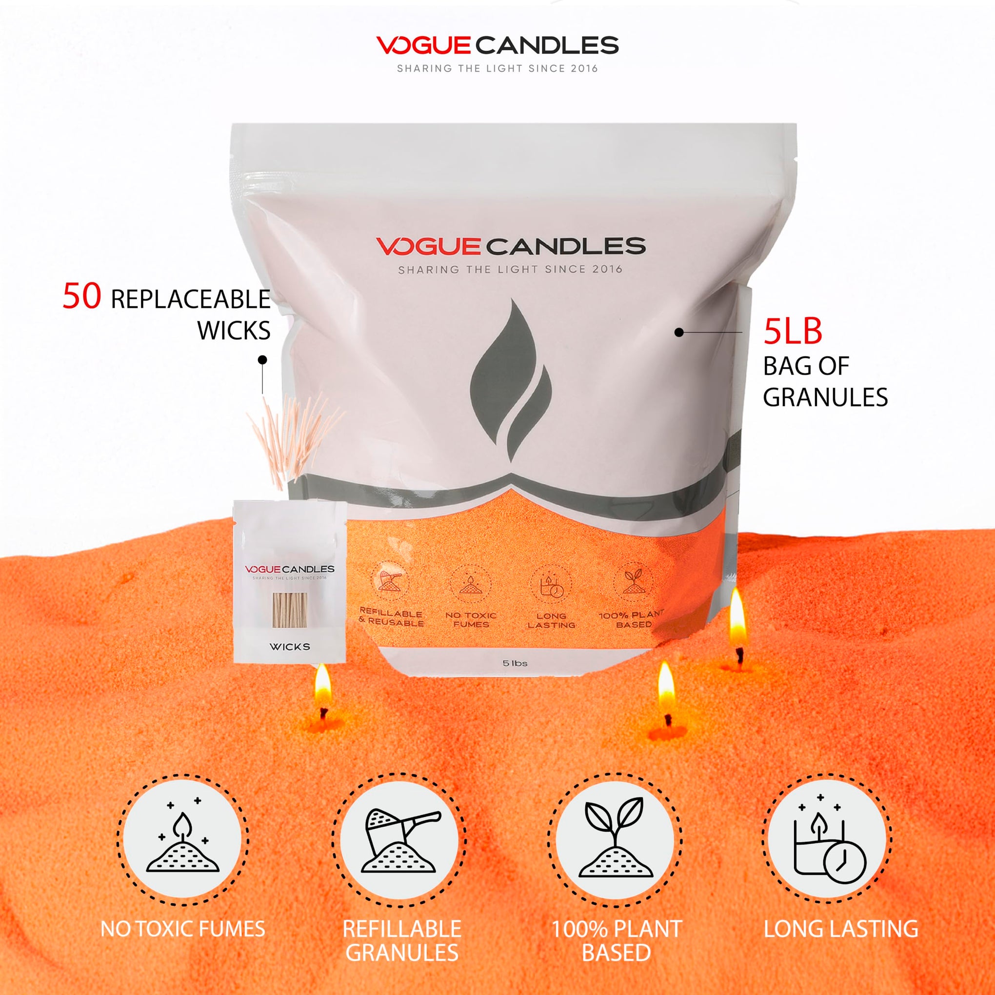 Vogue Candles Orange Pearled Candle Sand Wax (80 Ounce)
