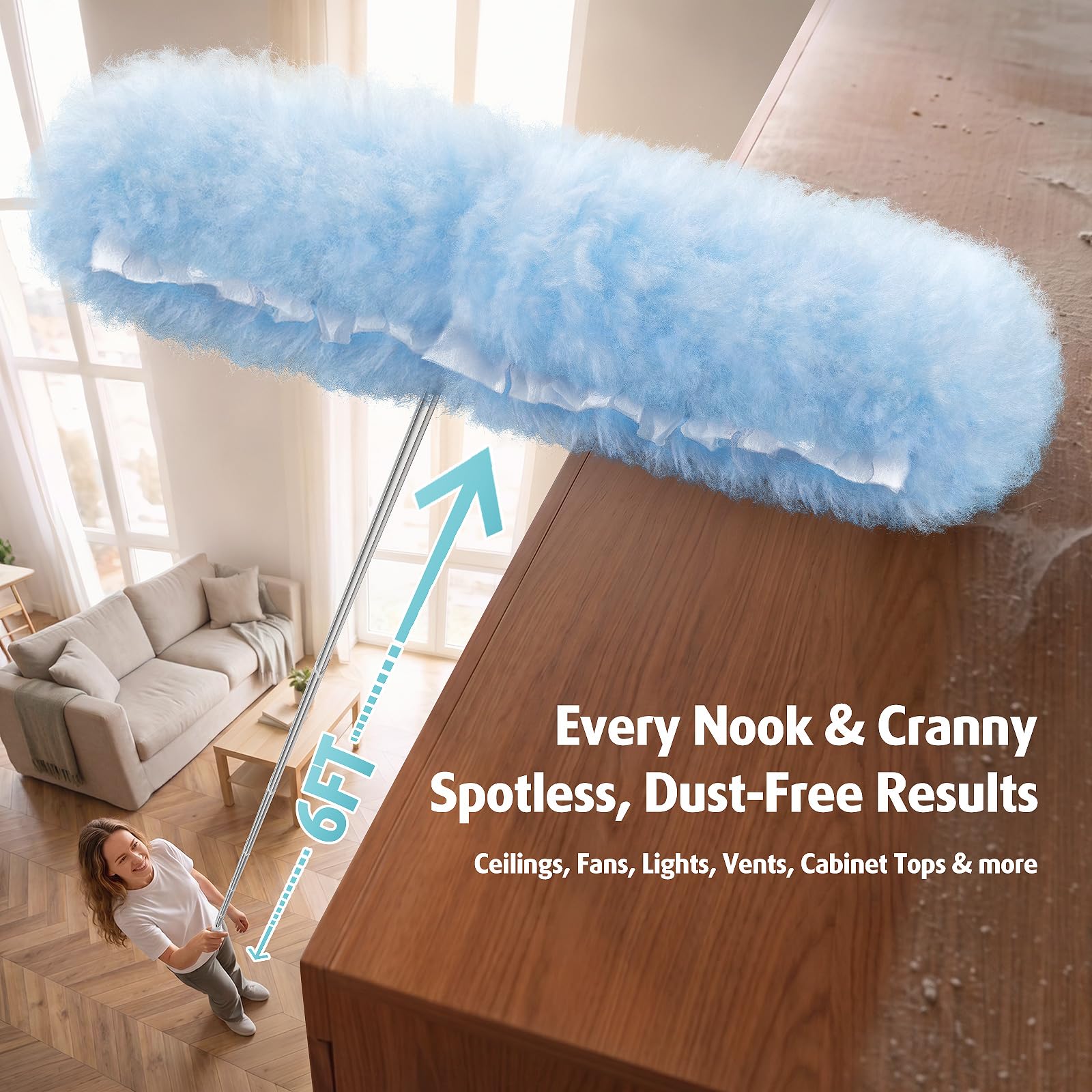 6ft Extendable Duster with 20 Refills for Swiffer Dusters (20 Count)