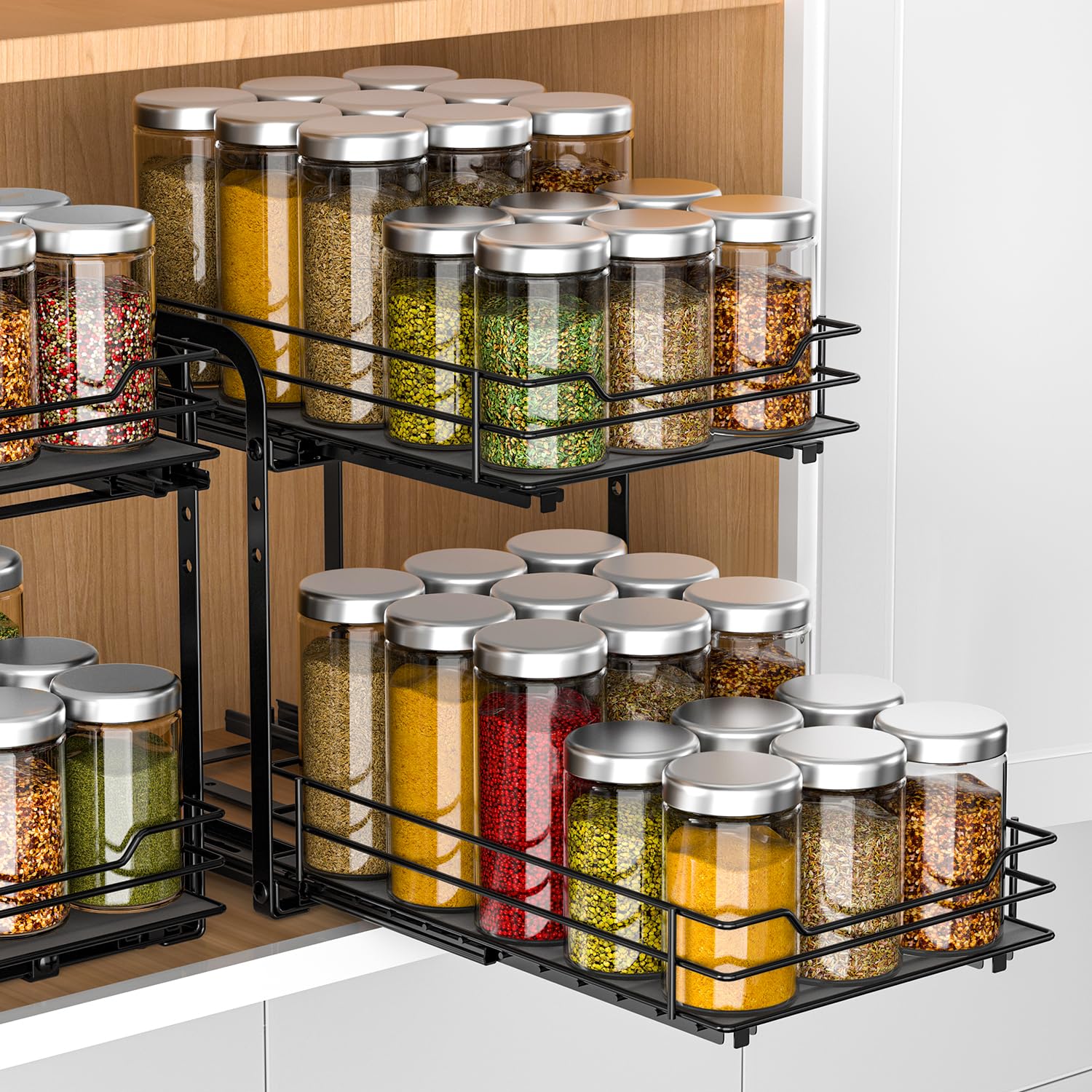2 Tier Pull Out Spice Rack for Cabinet