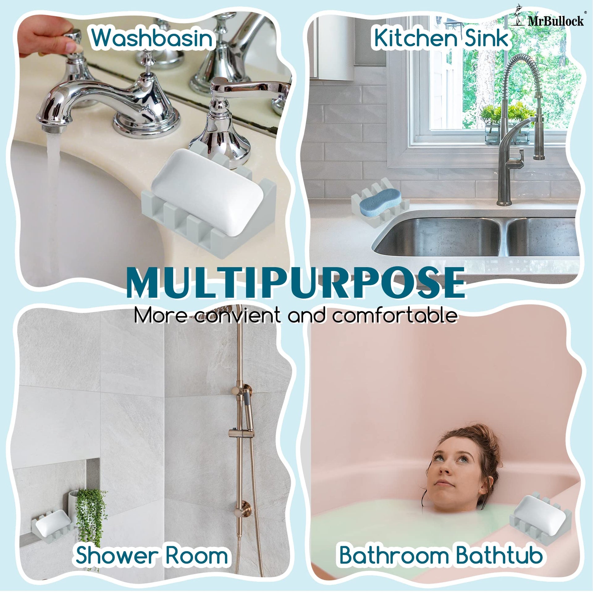 Silicone Soap Dish Self Draining for Shower & Kitchen (2 Count)