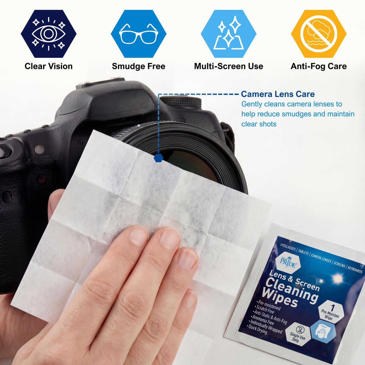 Anti Fog Lens and Screen Cleaning Wipes for Eyeglasses