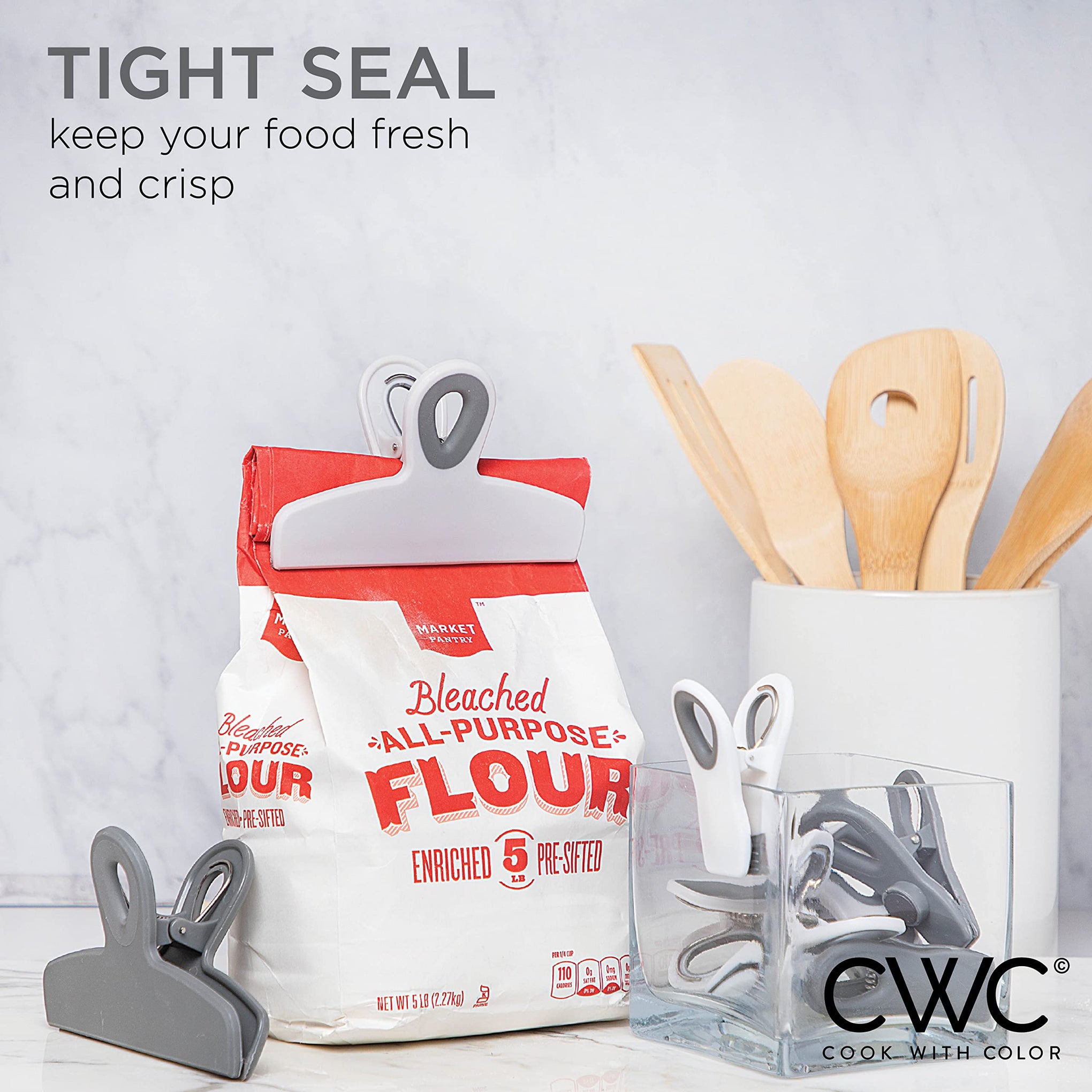 Bag Clips Heavy Duty Chip Clip and Refrigerator Magnet Clips for Food Storage with Air Tight Seal Grip (8 Count)