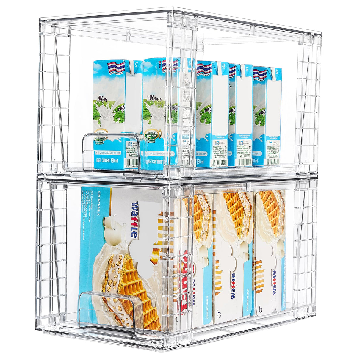 4 Pack Stackable Clear Pantry Storage Drawers (2 Count)