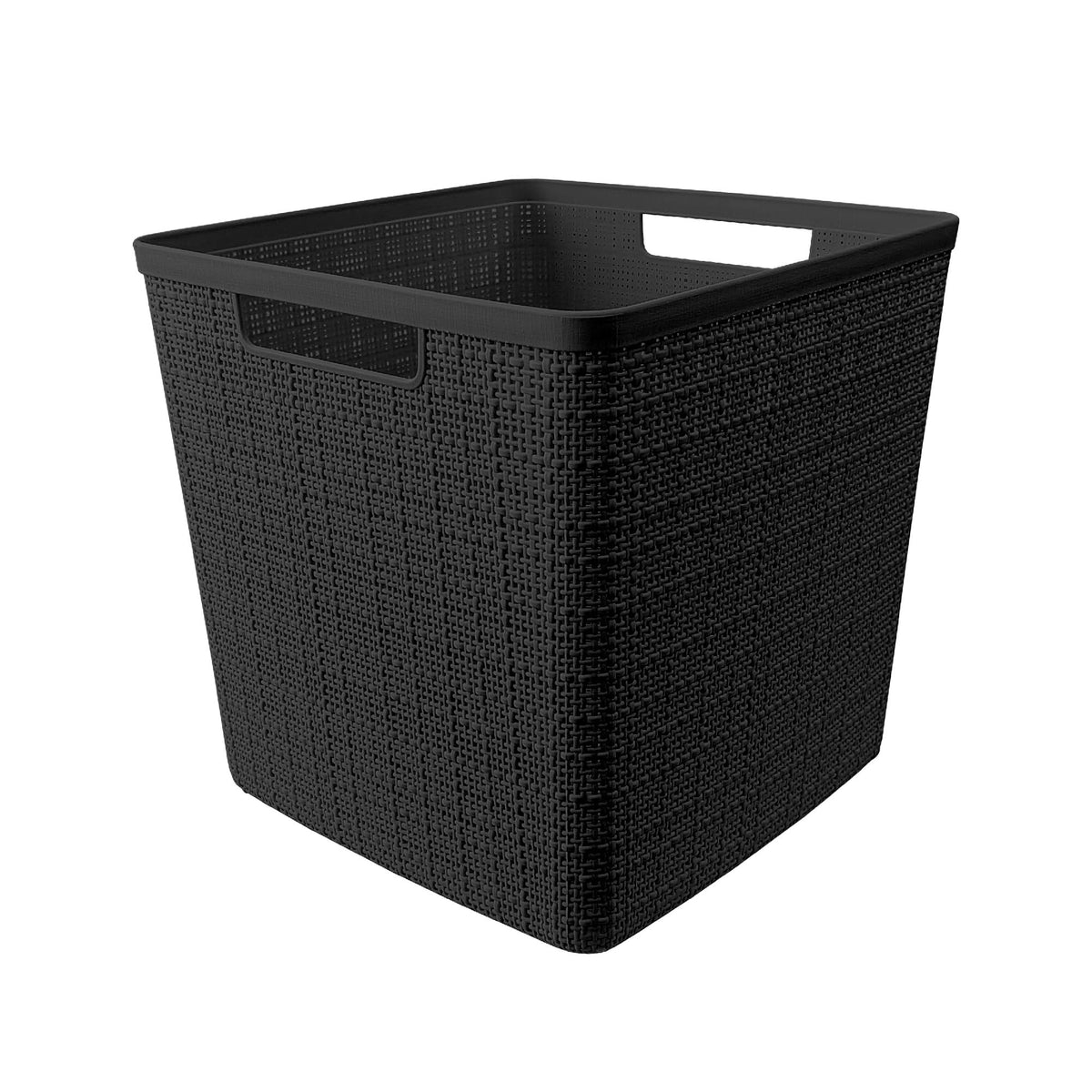 Set of 4 Large Cube 17L Jute Decorative Plastic Organization and Storage Baskets (4 Count)