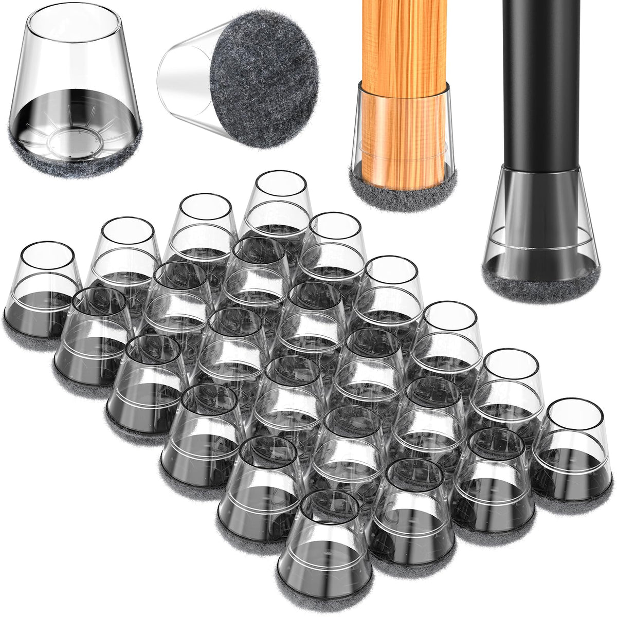Chair Leg Floor Protectors for Hardwood Floors Extra Small 24pcs (24 Count)