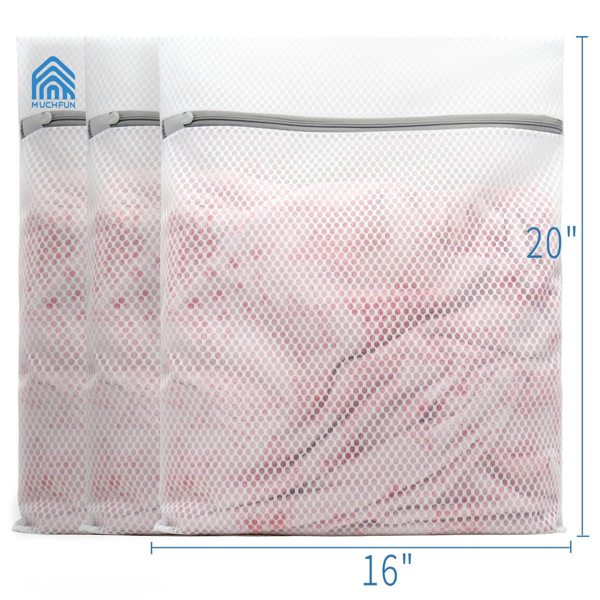 3Pcs Durable Honeycomb Mesh Laundry Bags for Delicates 16x20 Inches (3 Count)