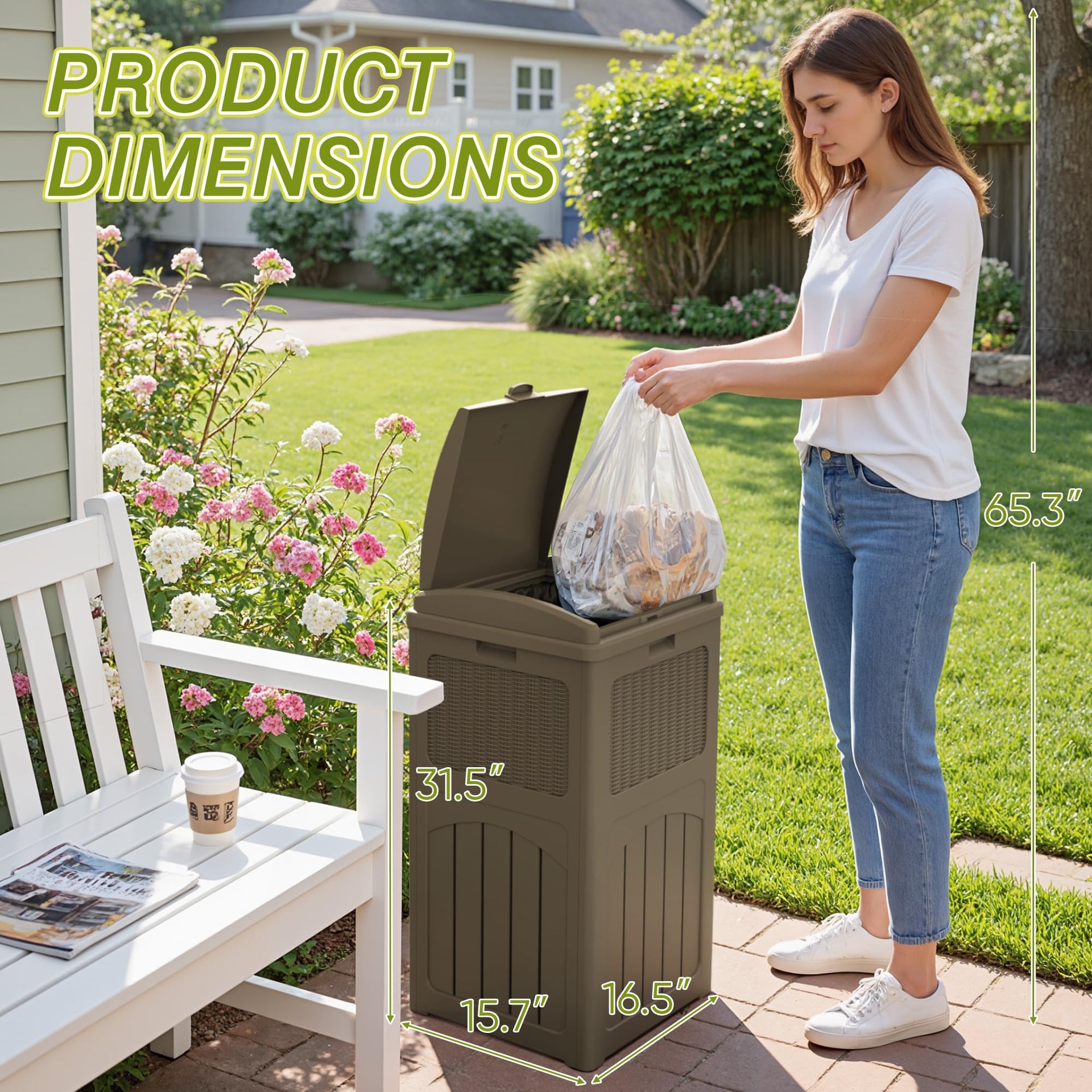 33 Gallon Resin Outdoor Trash Can with Lid (4 Count)