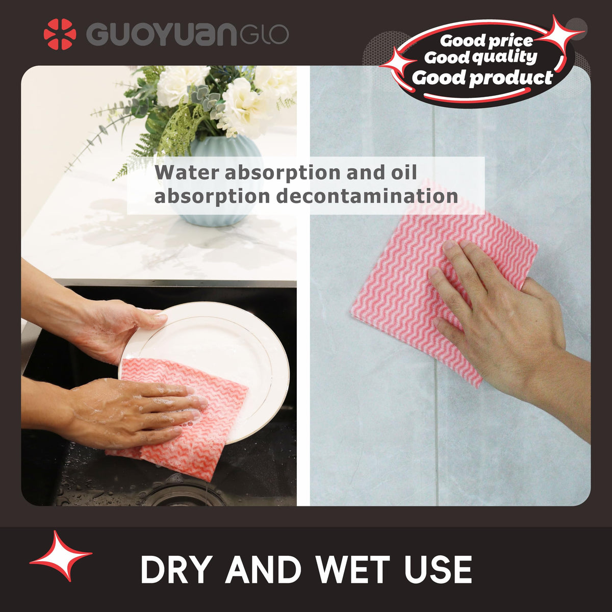 Disposable Cleaning Cloths Reusable Dsih Cloths for Kitchen Disposable Dish Rag Dry Fast 11.8x11.8 inch Pack of 100 (100 Count)