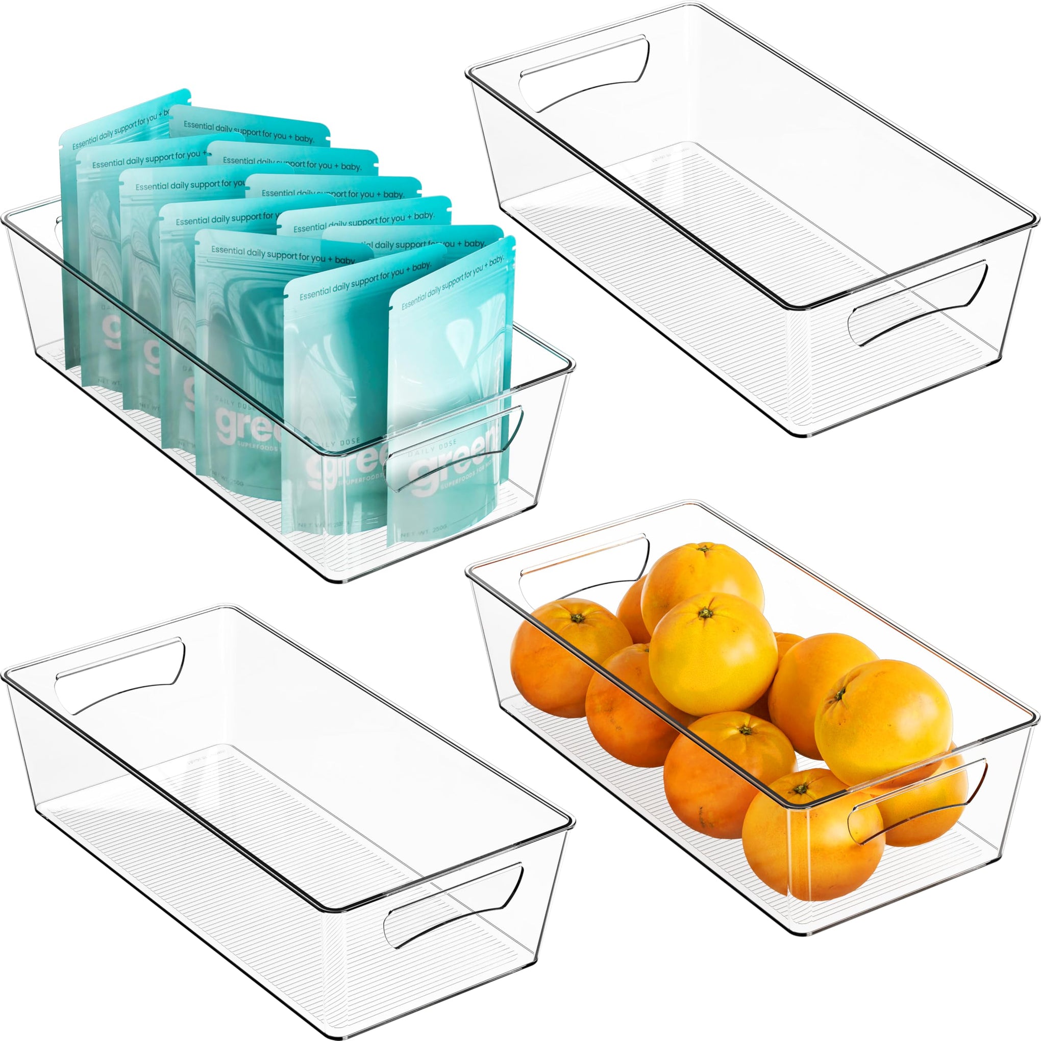 4 Pcs Pantry Clear Bin Storage Organizer (4 Count)