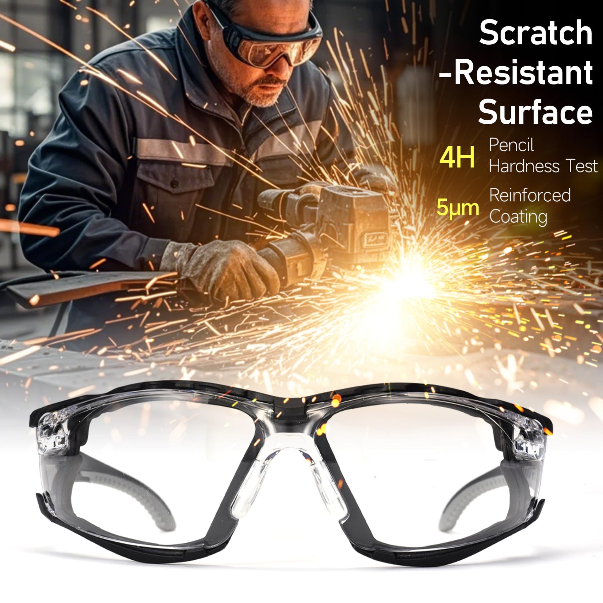 Safety Glasses Anti Fog Scratch Resistant ANSI Z87.1 CE Protective Eyewear with Foam Gasket Adjustable Strap