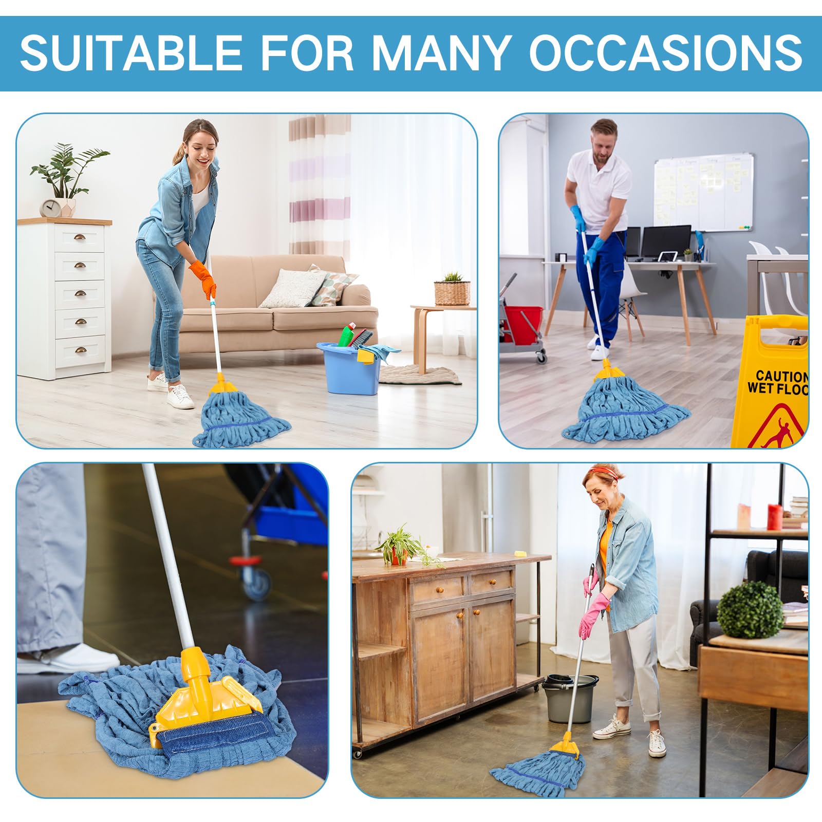 10 Pcs Commercial Mop Head Replacement Tube Microfiber Mop Heads for Floor Cleaning Industrial Mop Heads Looped End Wet Mop Head Refill for Home Commercial Industrial Use