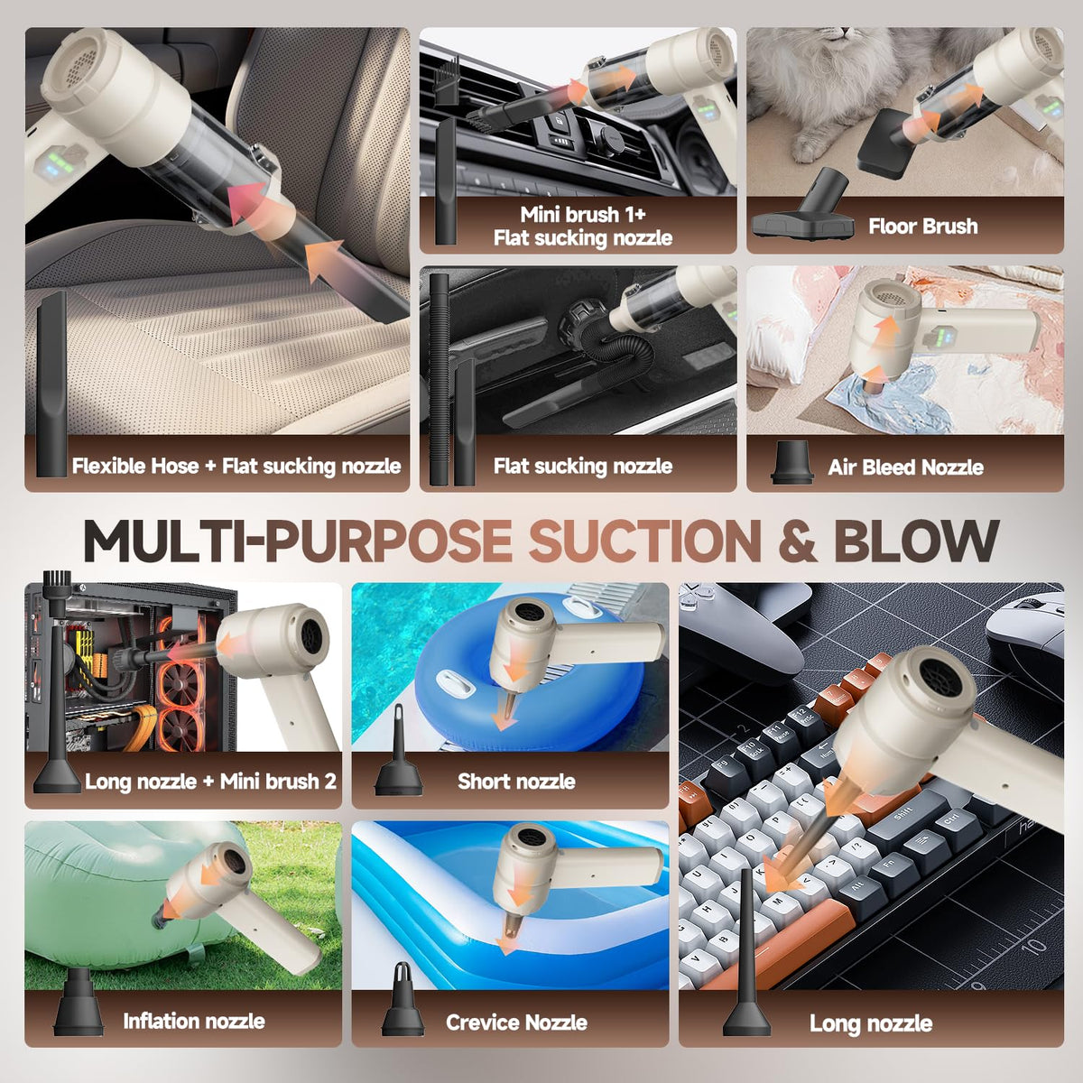 Car Vacuum Handheld Car Vacuum Cleaner Cordless with Brushless Motor