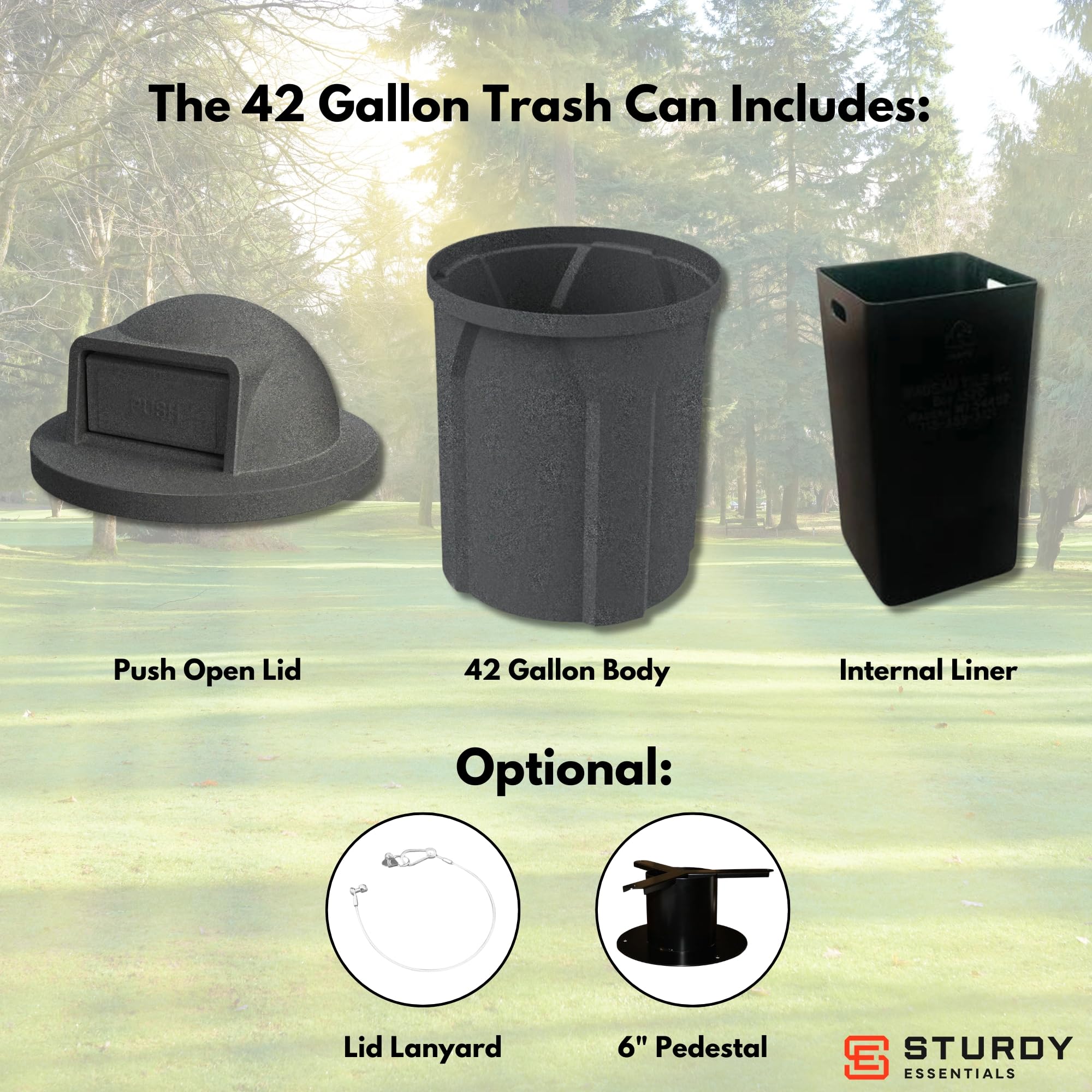 Campus Collection 42 Gallon Commercial Trash Can with Lid