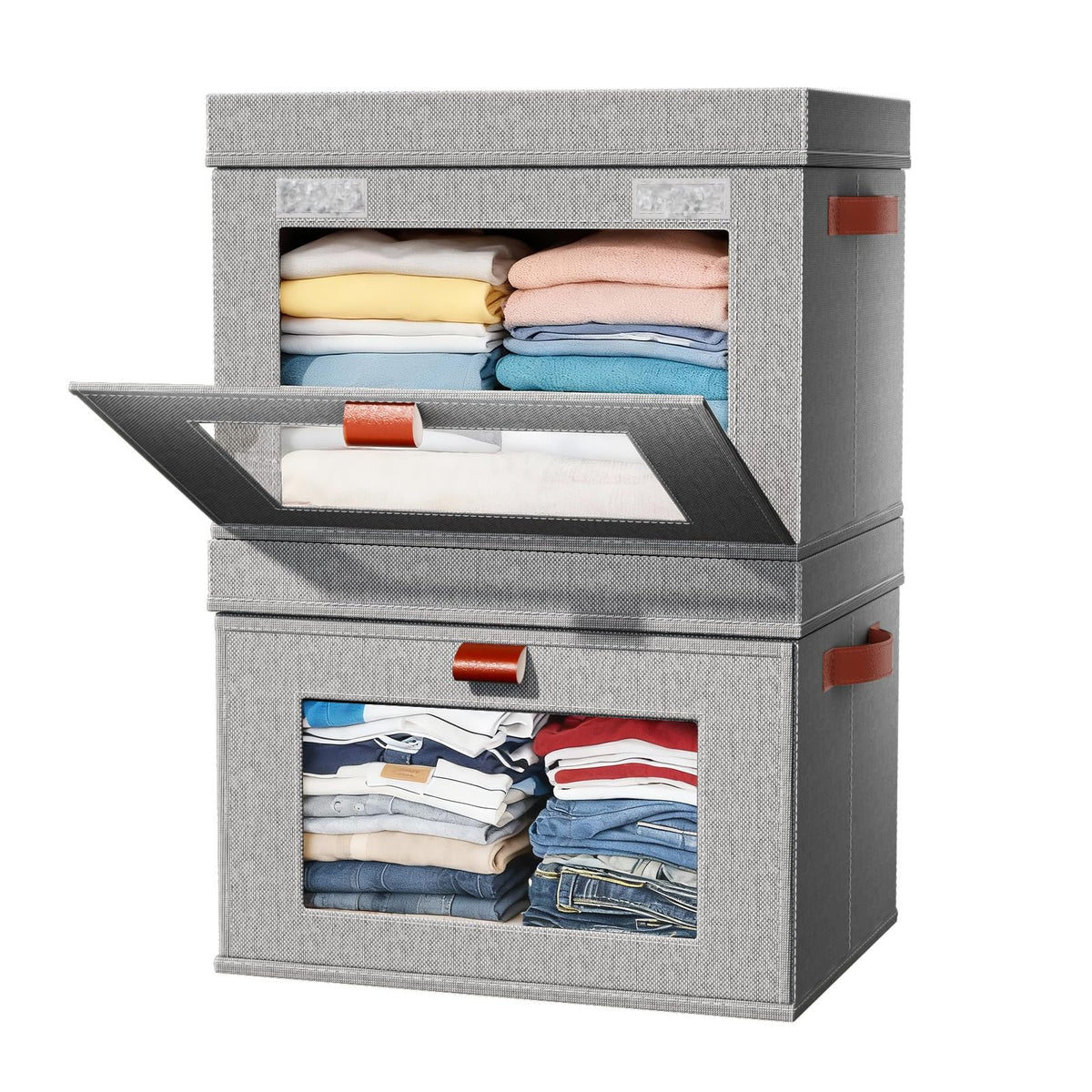 Collapsible Stackable Storage Bins with Lids