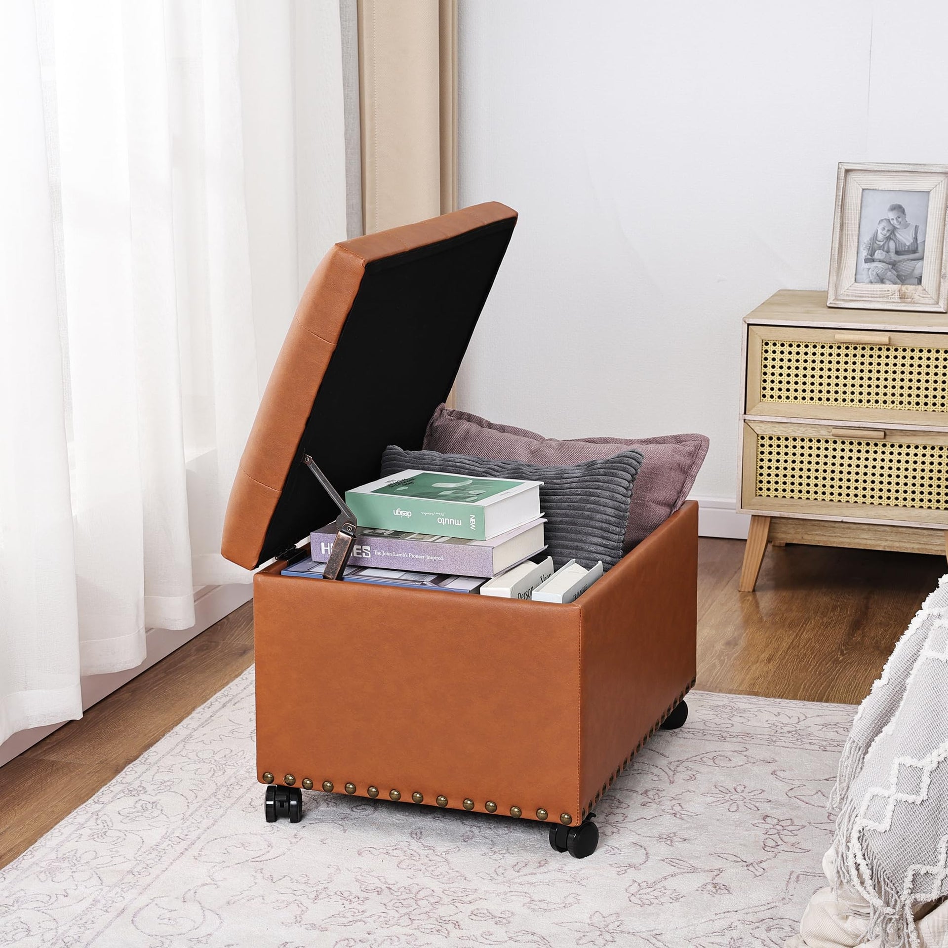 Leather Storage Ottoman