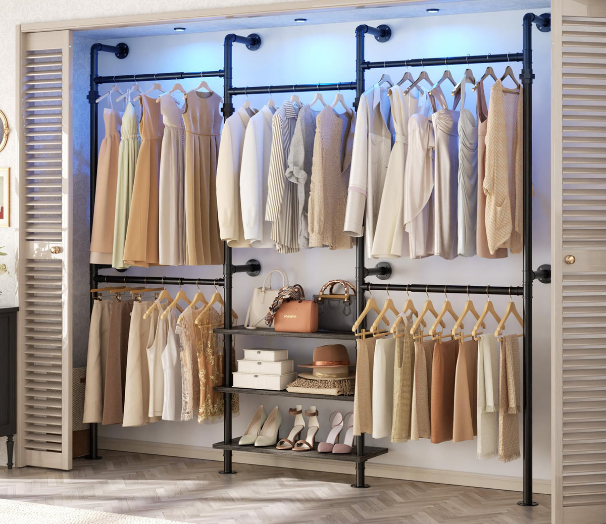 Expandable Industrial Pipe Clothing Rack
