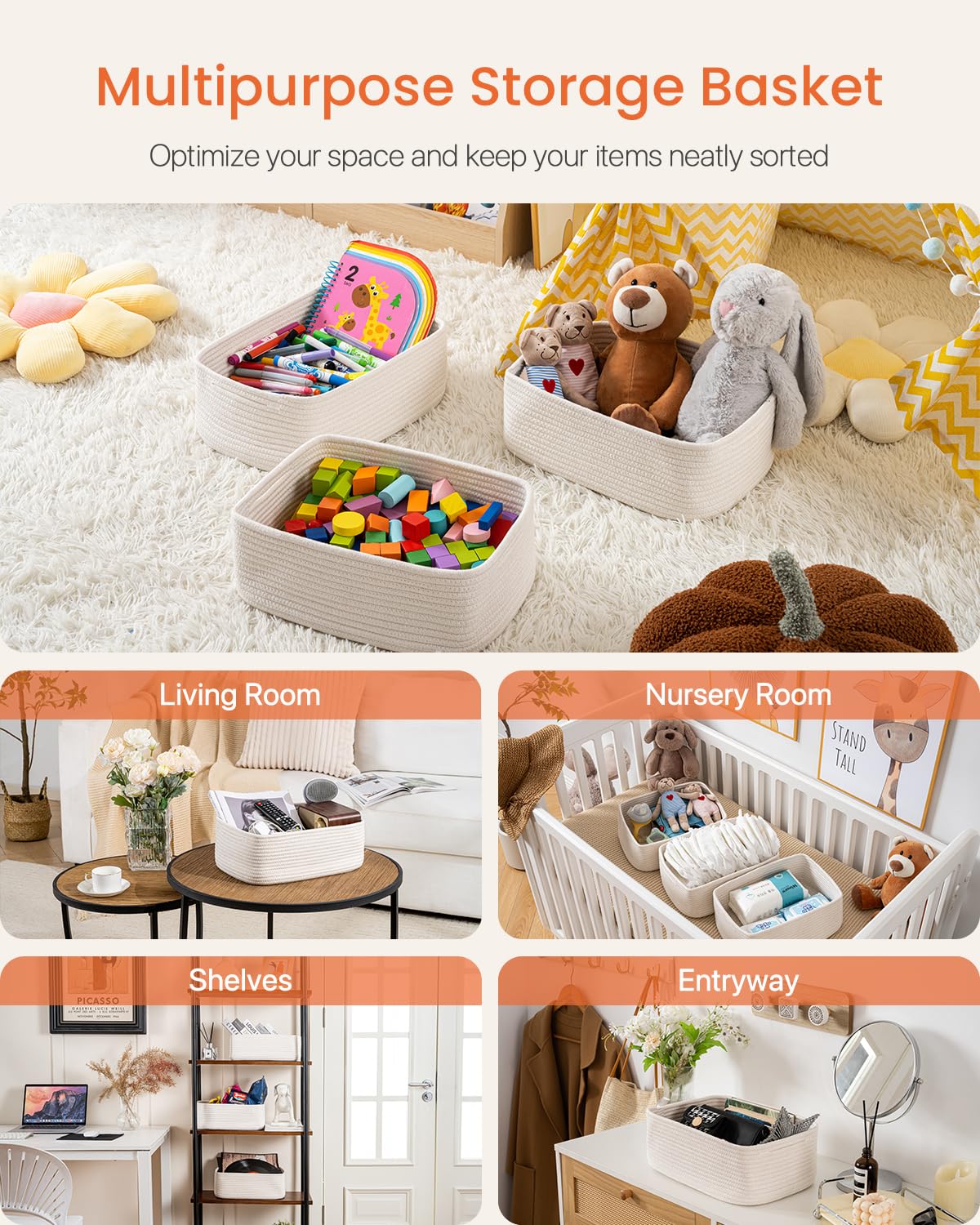 Small Woven Storage Basket for Organizing (3 Count)