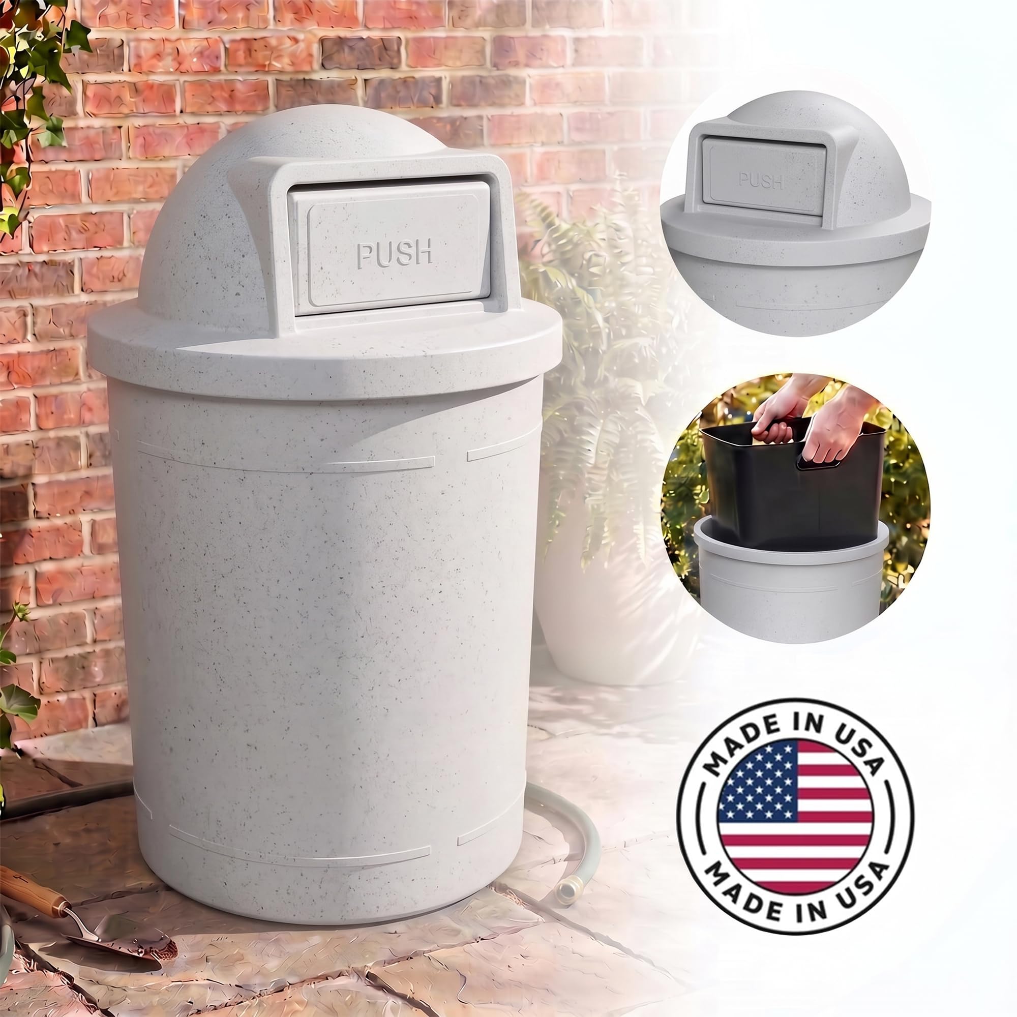 Campus Collection 55 Gallon Plastic Commercial Garbage Can with Push Lid