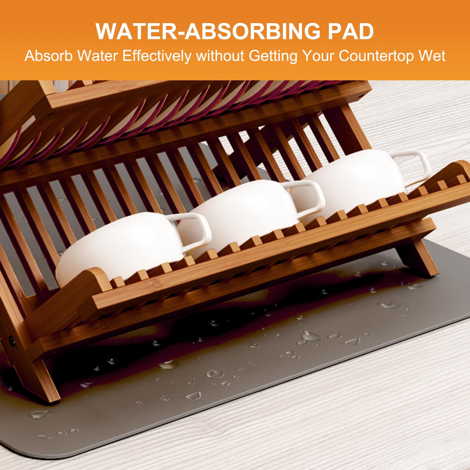 Teak Dish Drying Rack with Utensil Holder