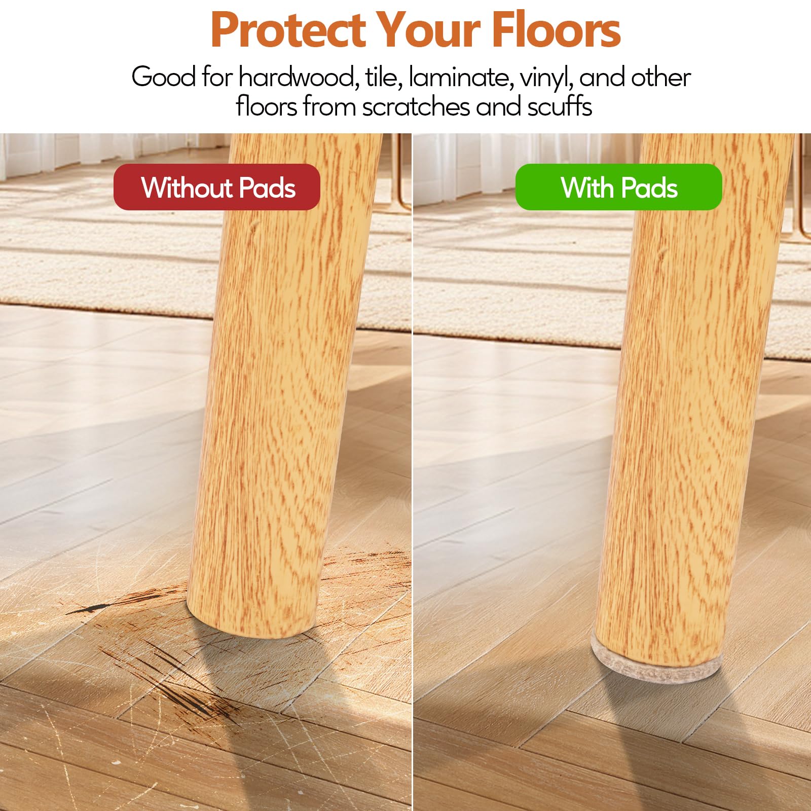 Furniture Pads 300 Pack Furniture Felt Pads for Hardwood Floors (300 Count)