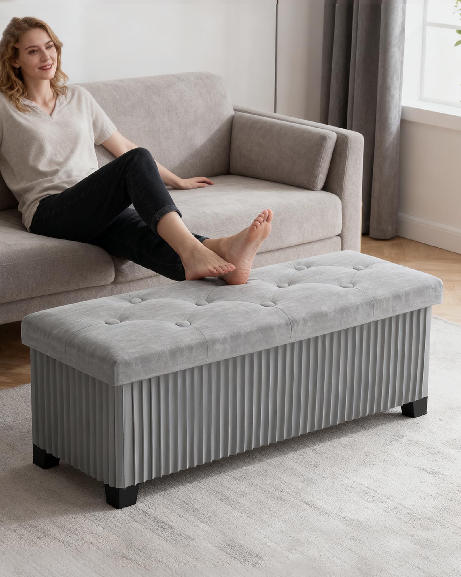 43 Inches Storage Ottoman Bench