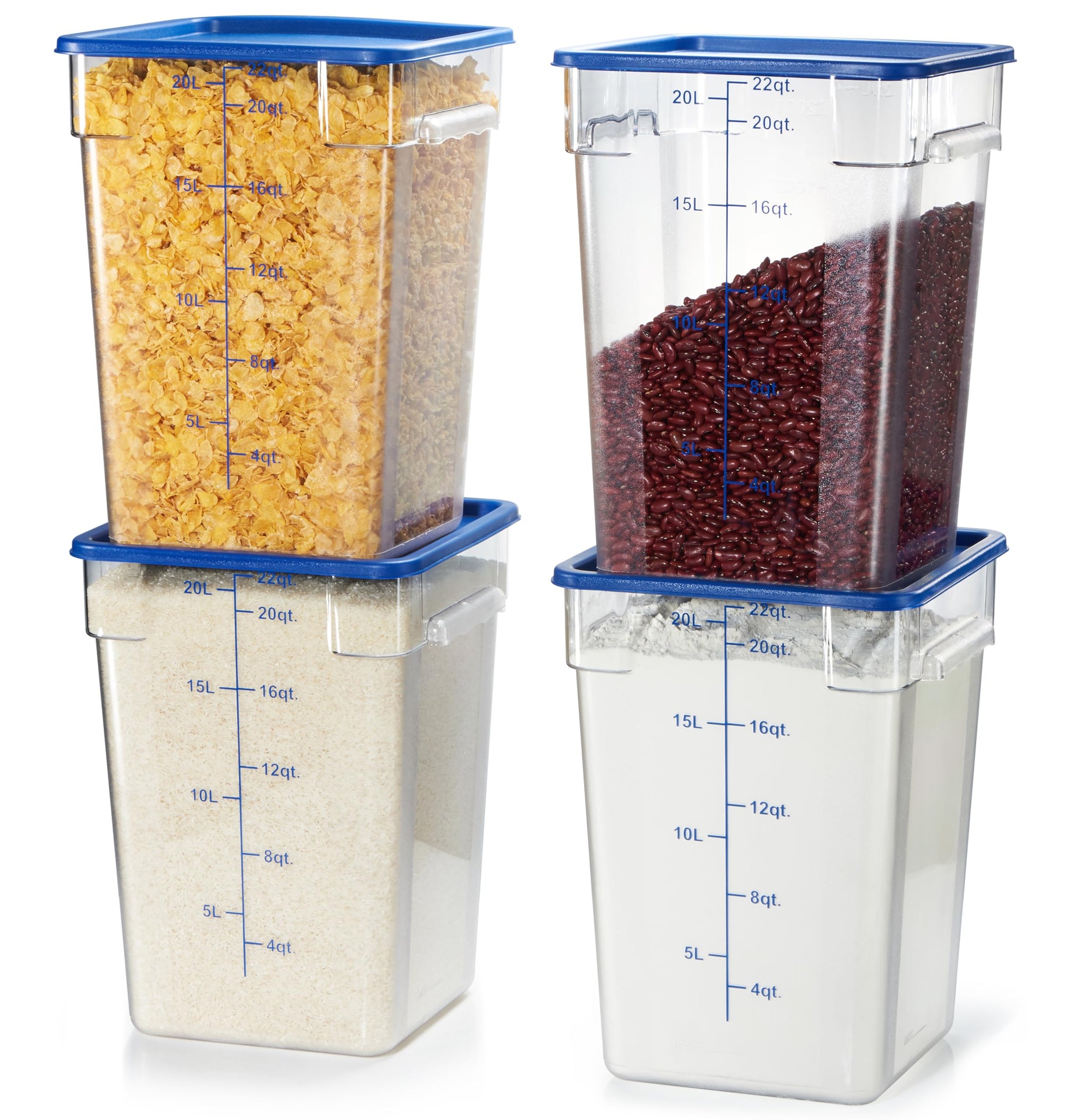 4 Pack Food Storage Containers with Blue Lids (4 Count)