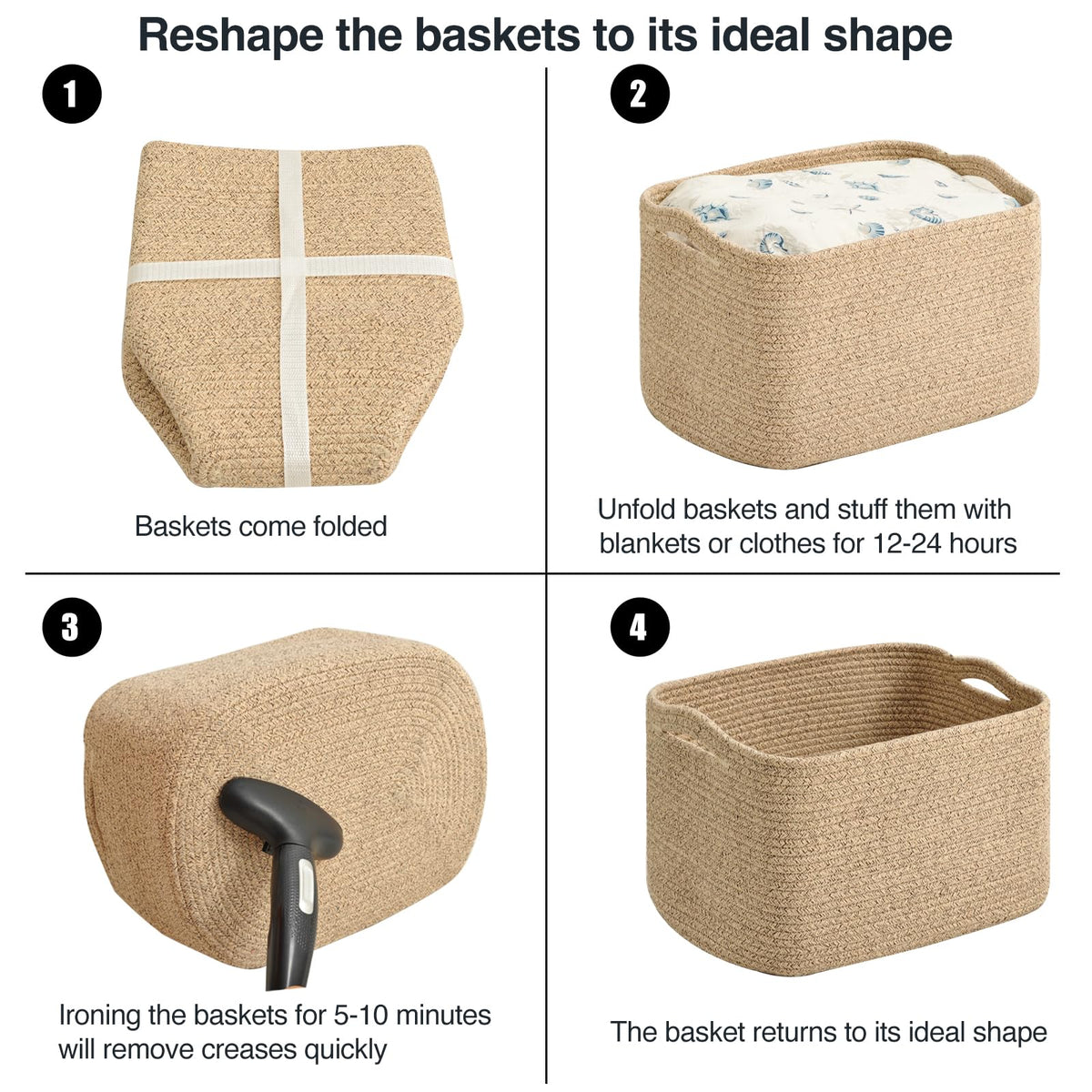 Large Storage Baskets for Organizing Shelves (3 Count)