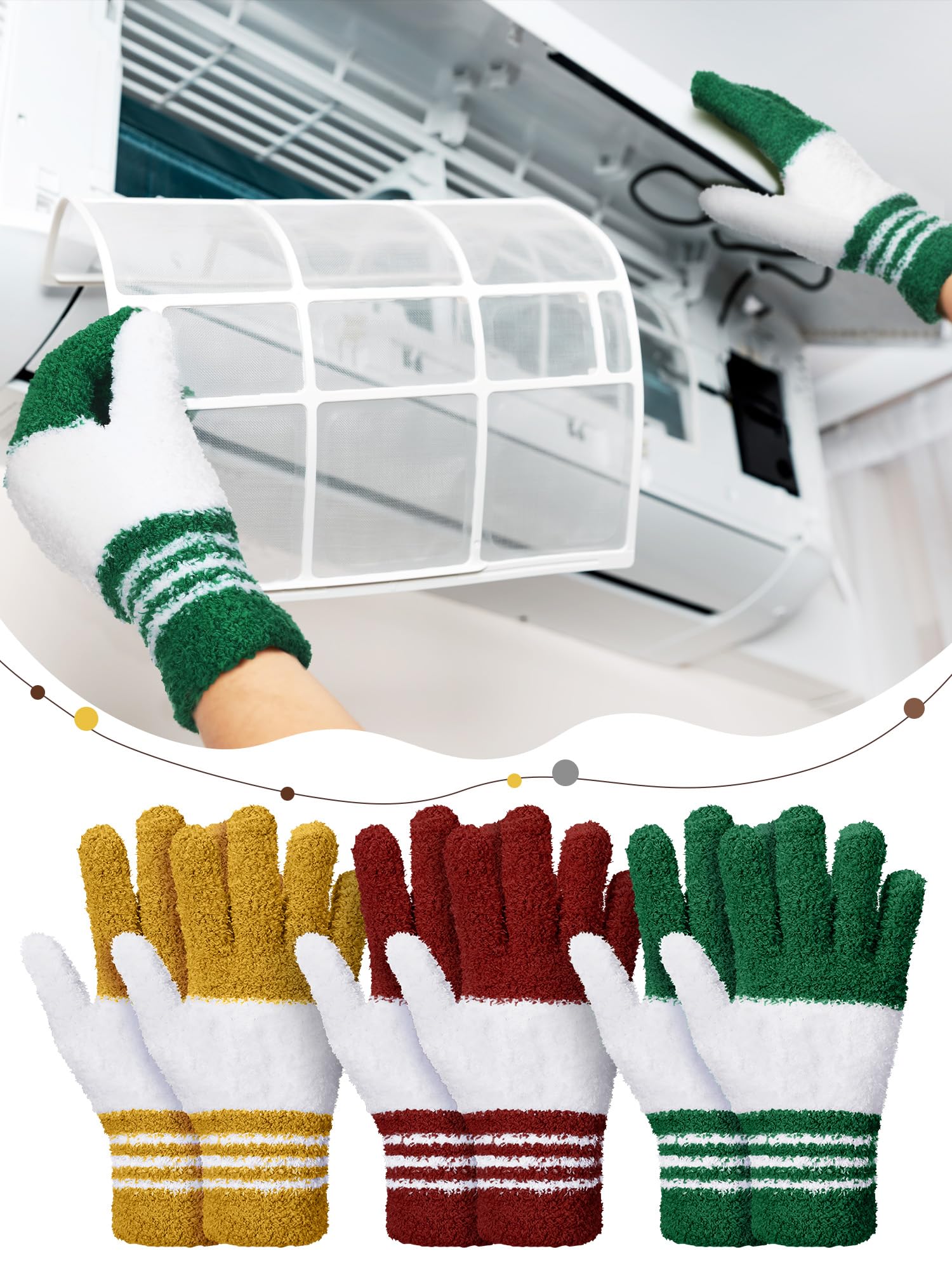 3 Pairs Microfiber Dusting Gloves for Plants Leaf (3 Count)