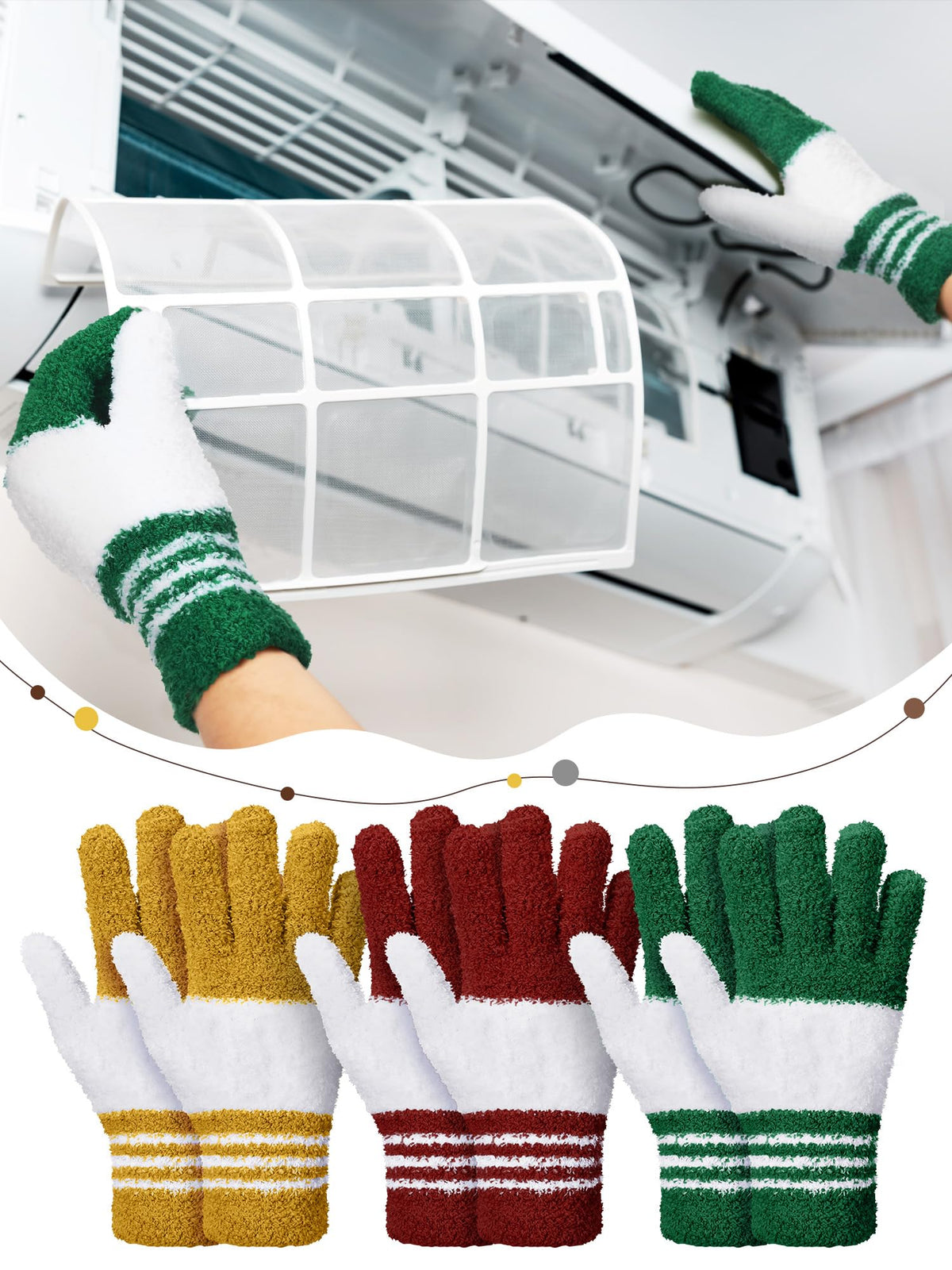 3 Pairs Microfiber Dusting Gloves for Plants Leaf (3 Count)