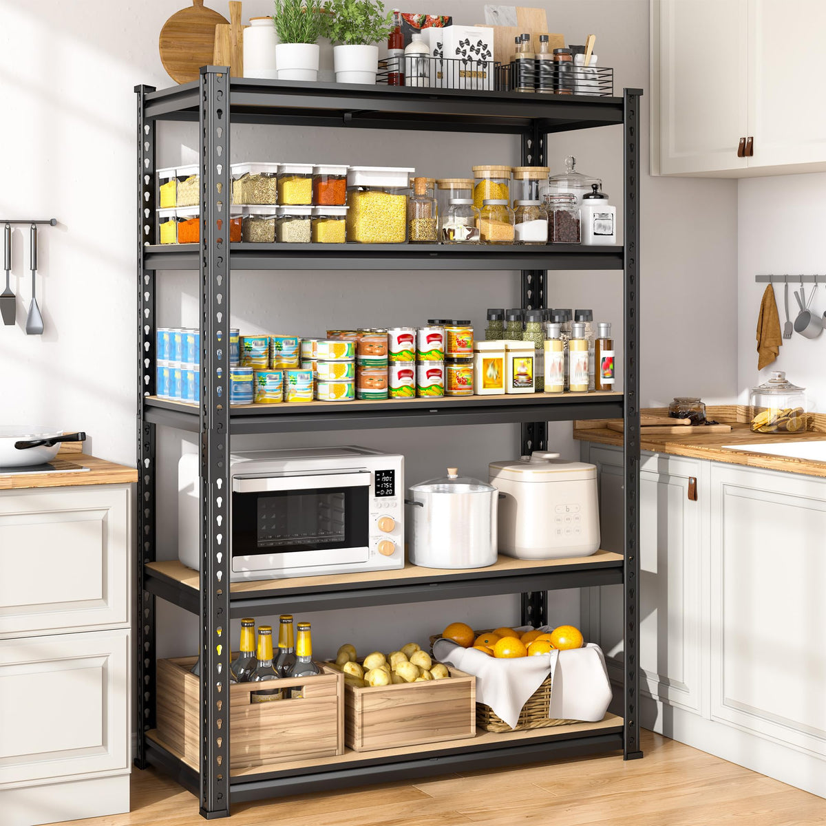 Detachable 5 Tier Storage Shelves for Pantry Kitchen Closet