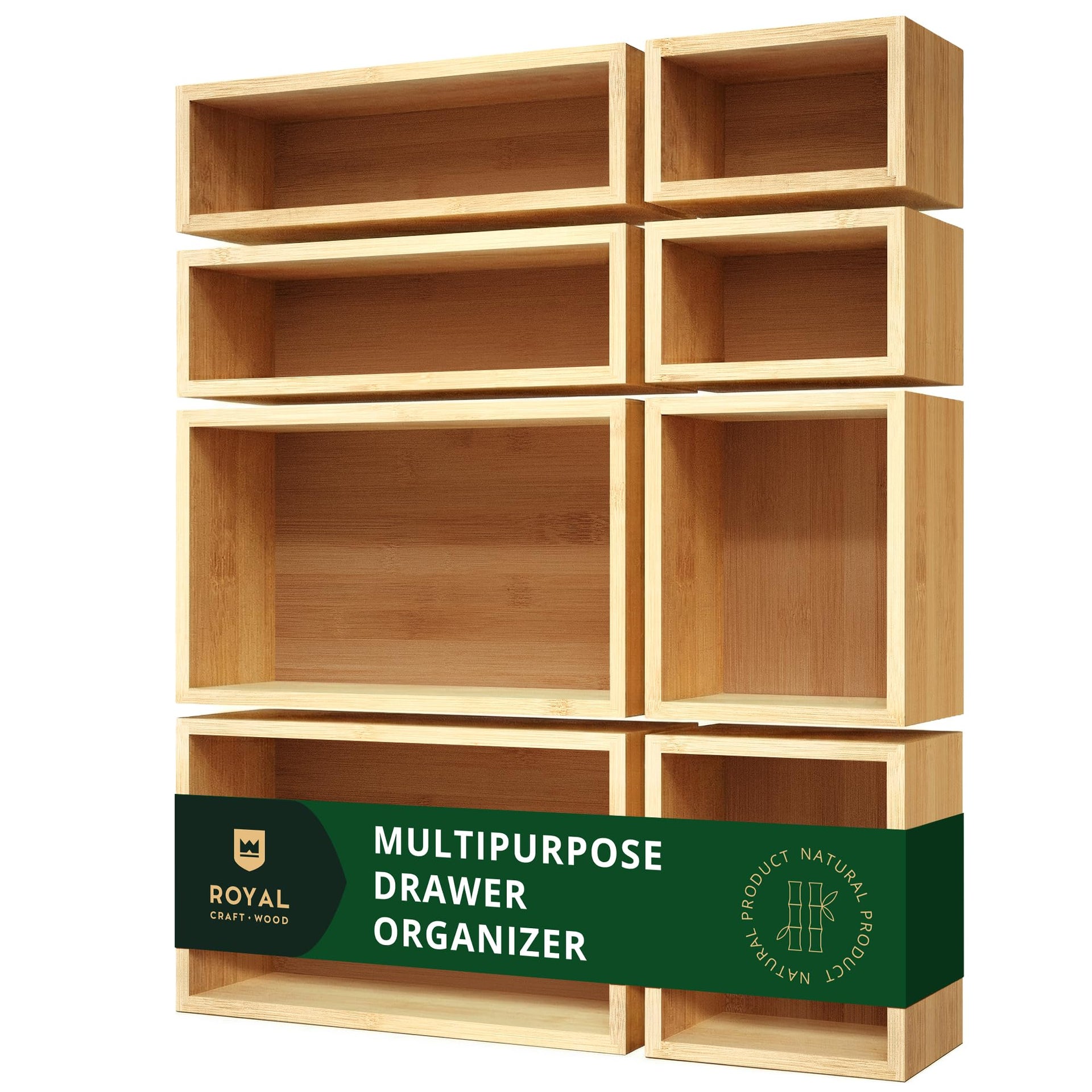 Bamboo Jewelry Organizer Box & Chests Set (8 Count)