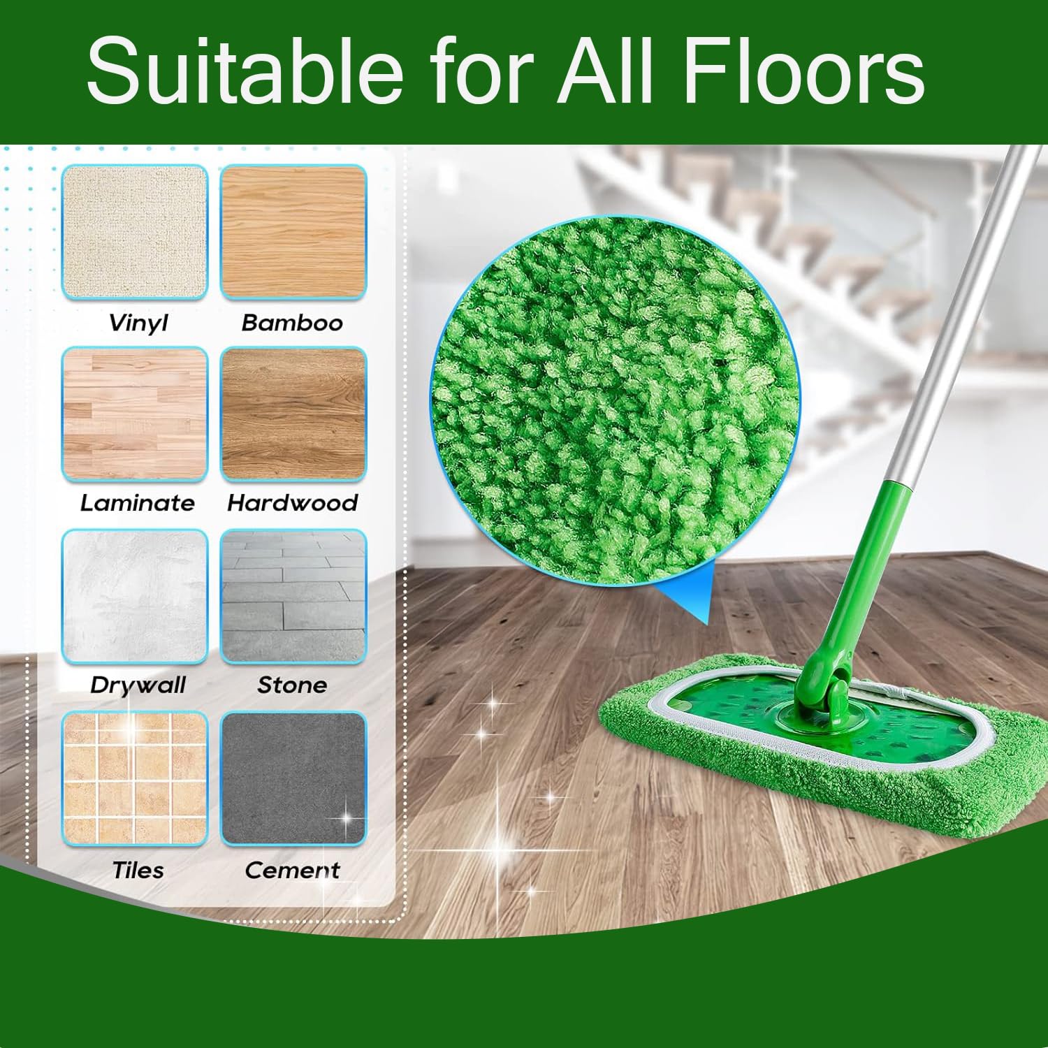 6pcs Reusable Microfiber Mop Pads for Swiffer Sweeper