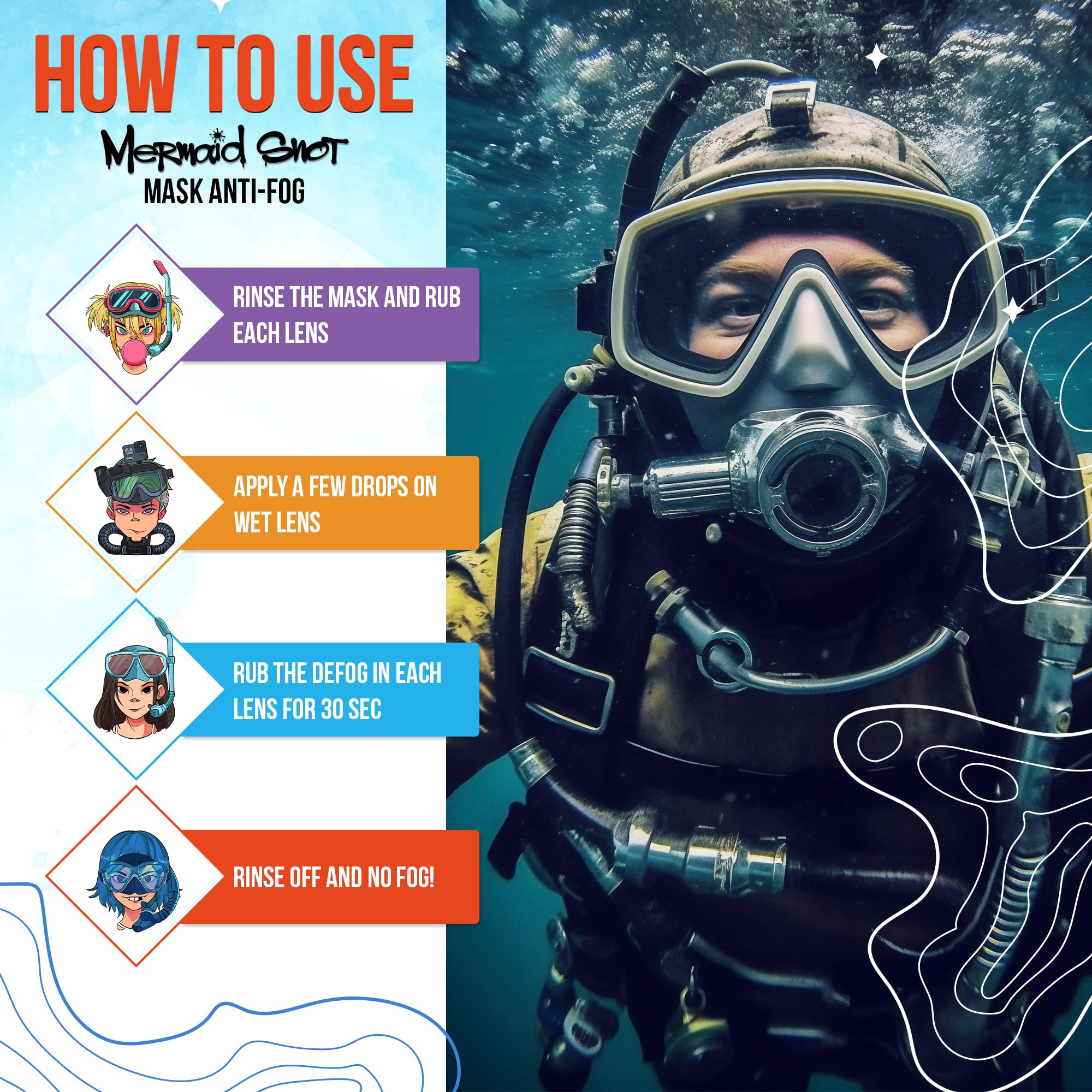 Mermaid Snot Anti Fog Mask Defogging Gel for Scuba Diving and Snorking